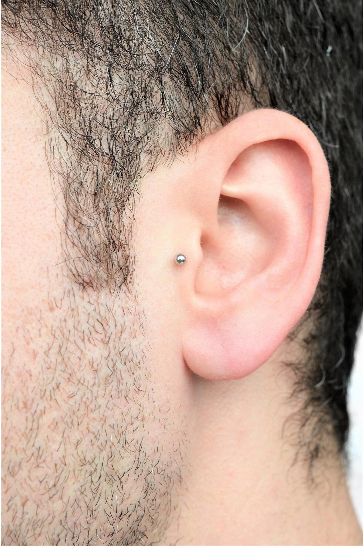 Sacce Scarves&Accessories-Male Steel Piercing Tragus Helix Cartilage 6 Mm Silver Color 2