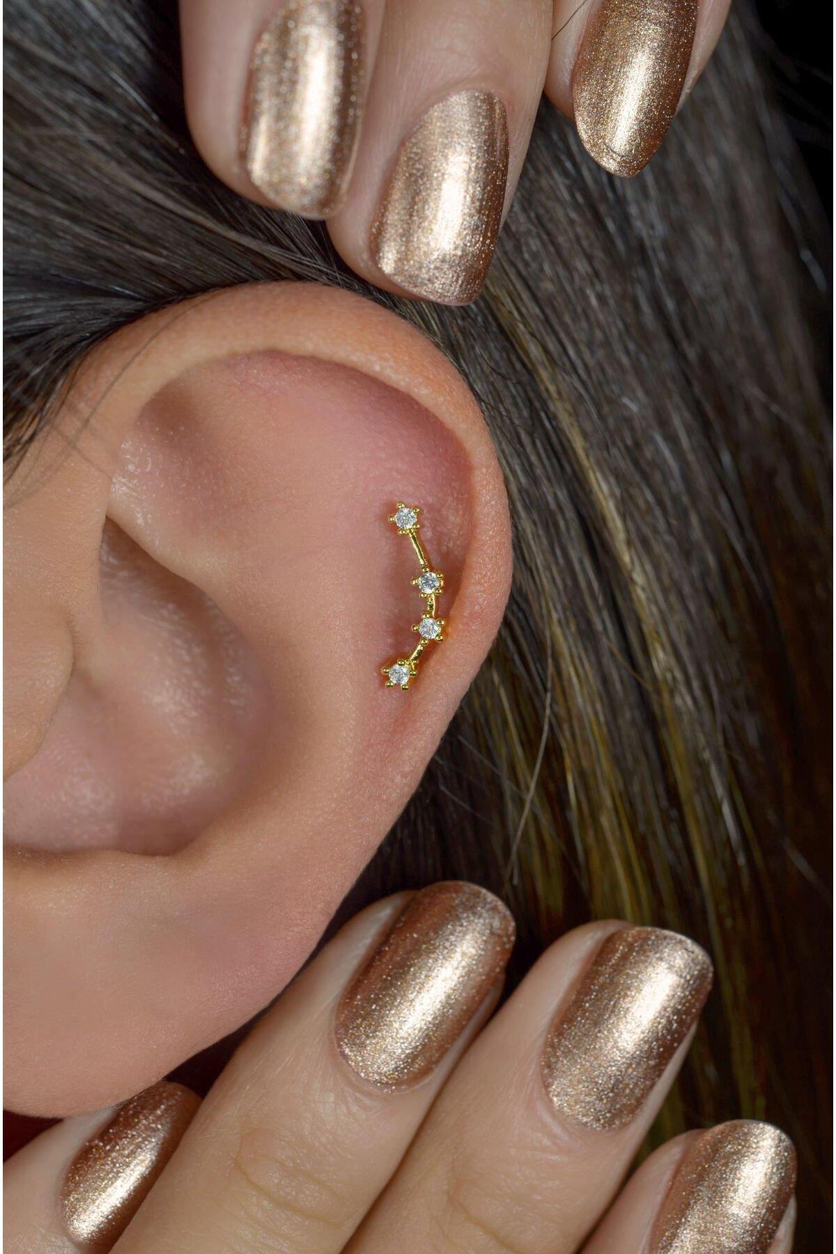 Aquarius Earrings Constellation Piercing Gold Aquarius