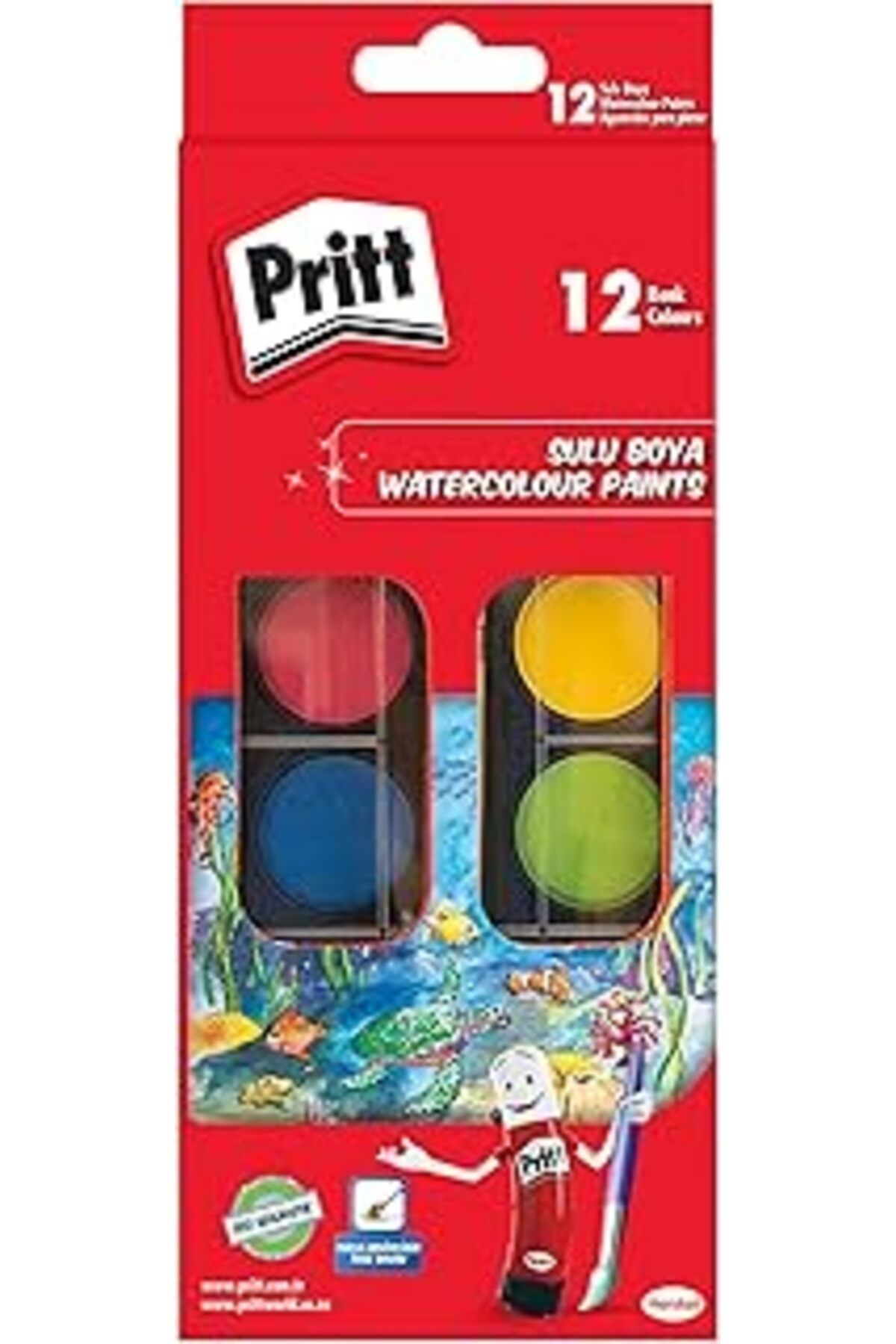 Genel Markalar Pritt 12' li Suluboya - Büyük Tablet + Fırça Hediyeli