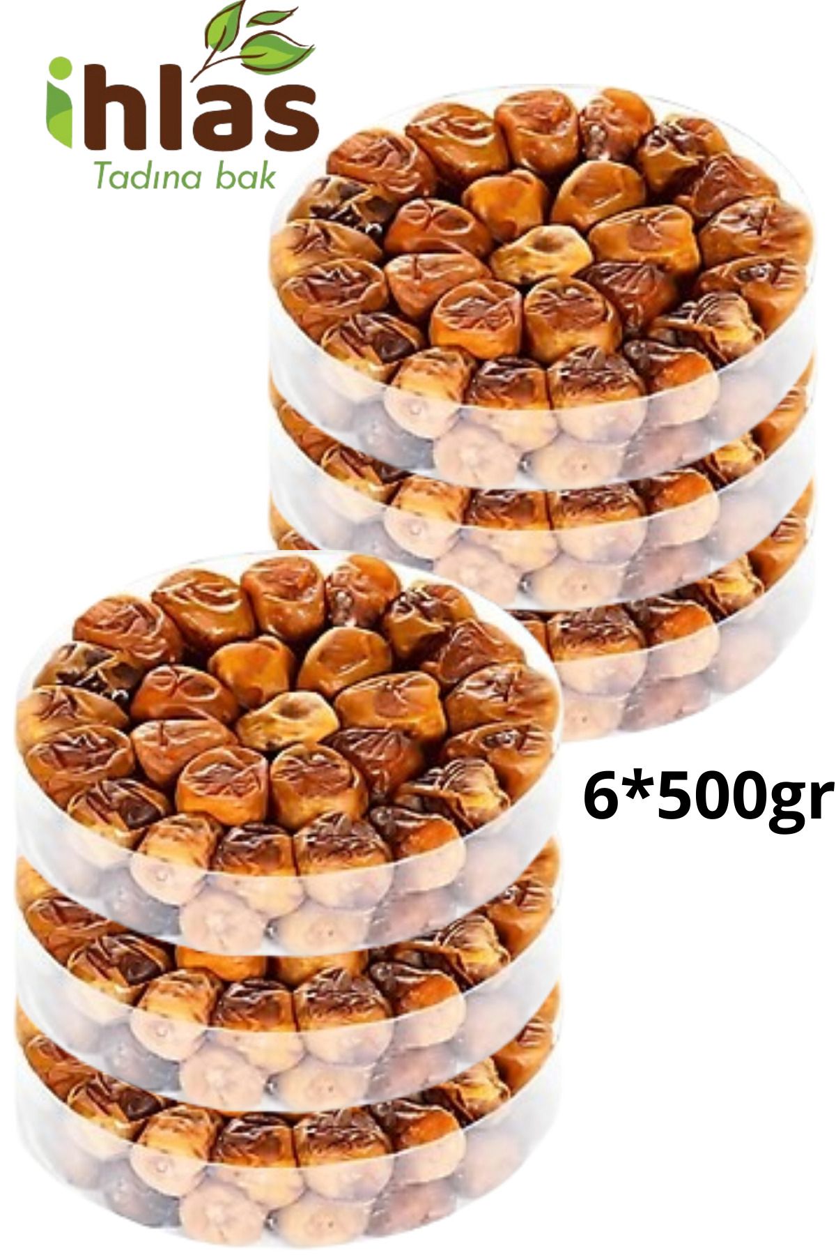 İhlas KASÎM Yaş Hurma Tabak Hurma (500GR×6) Yumuşak Sukkeri Hurma