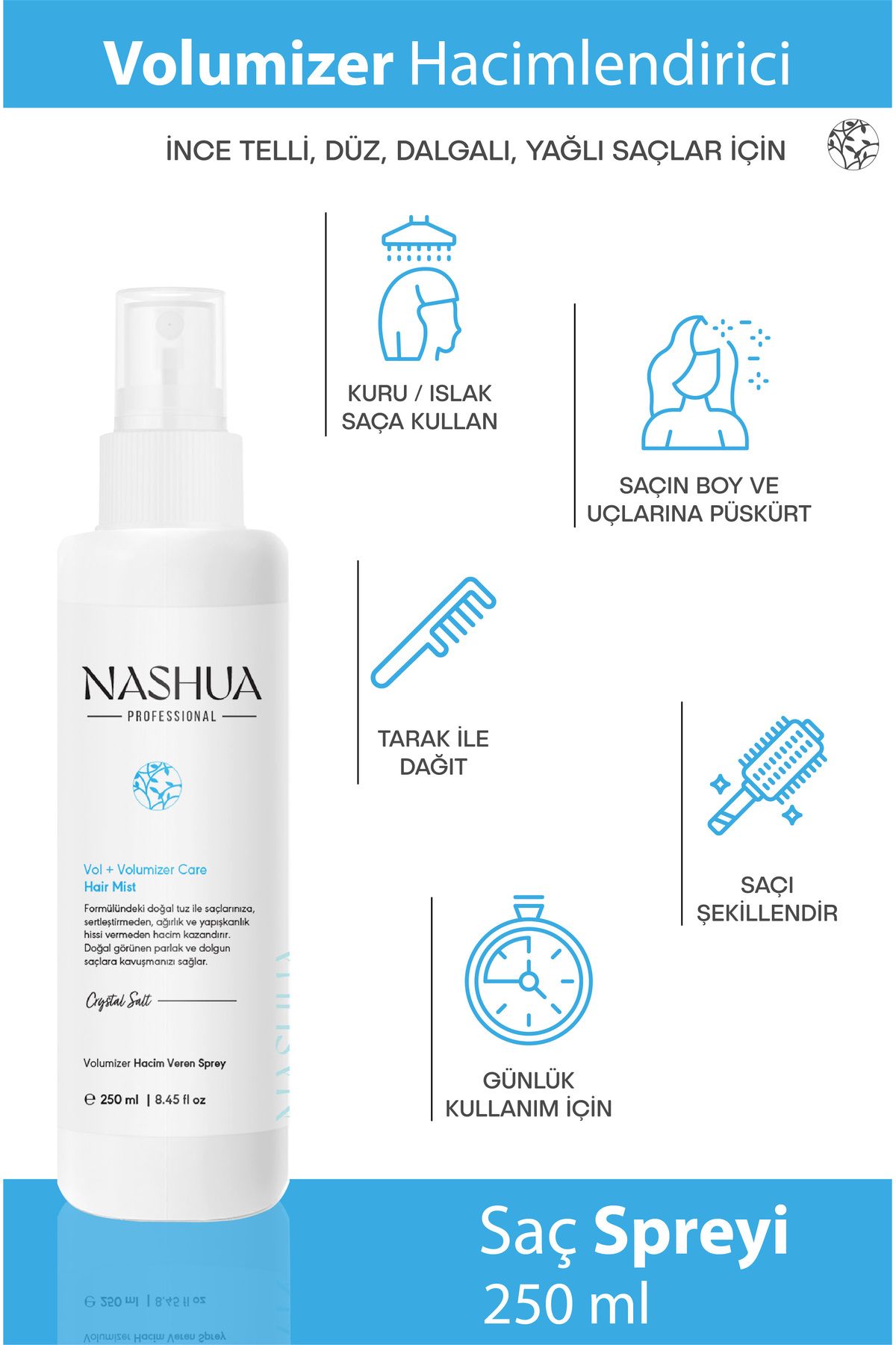 Nashua Volumizer Hacim Veren Saç Spreyi ( Vol+ Volumizer Care Hair Mist ) - 250ml