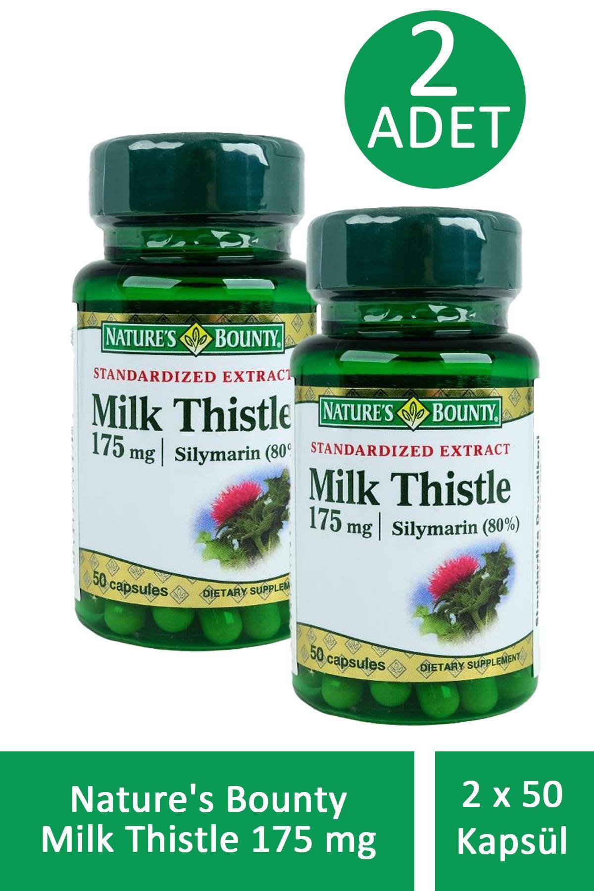 Nature's Bounty Milk Thistle 175 mg 50 Kapsül 2 ADET