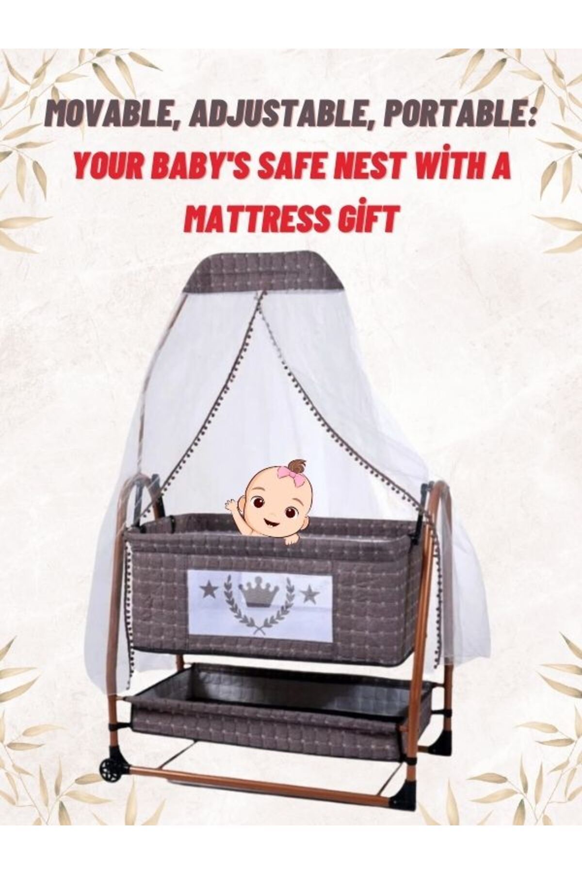 moda bebekler Rockable, Lockable, and Portable: Your Baby's First Haven with a Complimentary Mattress!