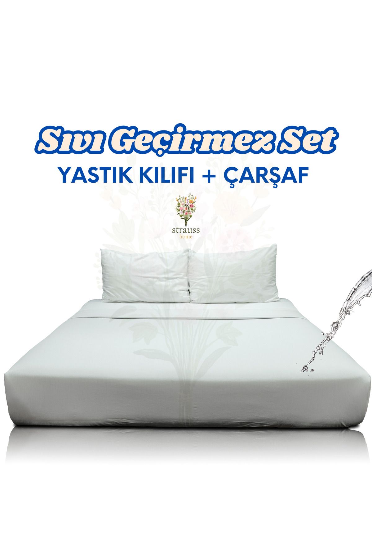 Strauss Home® 50x70 cm Sıvı Geçirmez Yastık Kılıfı Öko-Tex Antibakteriyel Hipoalerjenik Yumuşak ve Dayanıklı