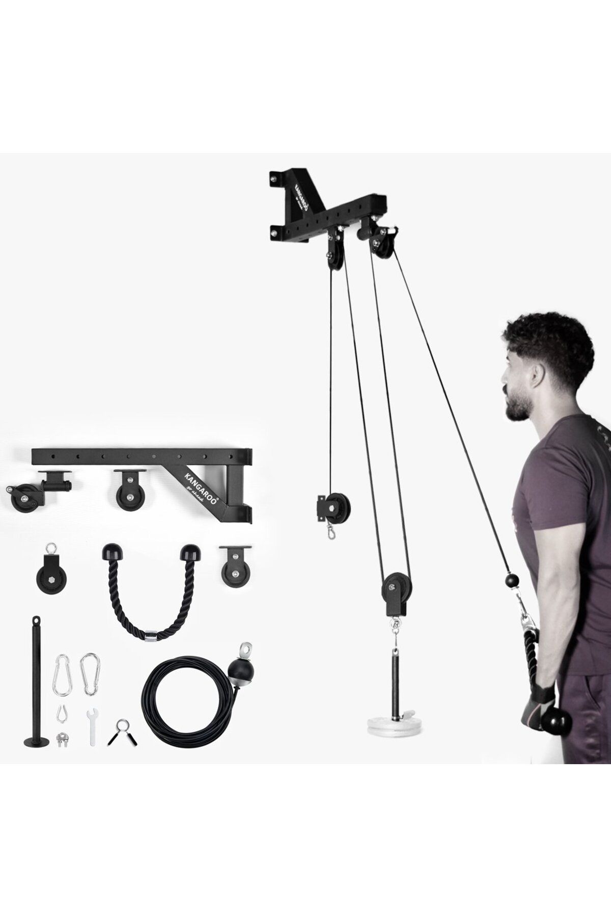 KANGAROO-نظام كابلات Pully بدون أوزان مع عجلتين لاستهداف الجزء العلوي والسفلي من الجسم KANGAROO 6