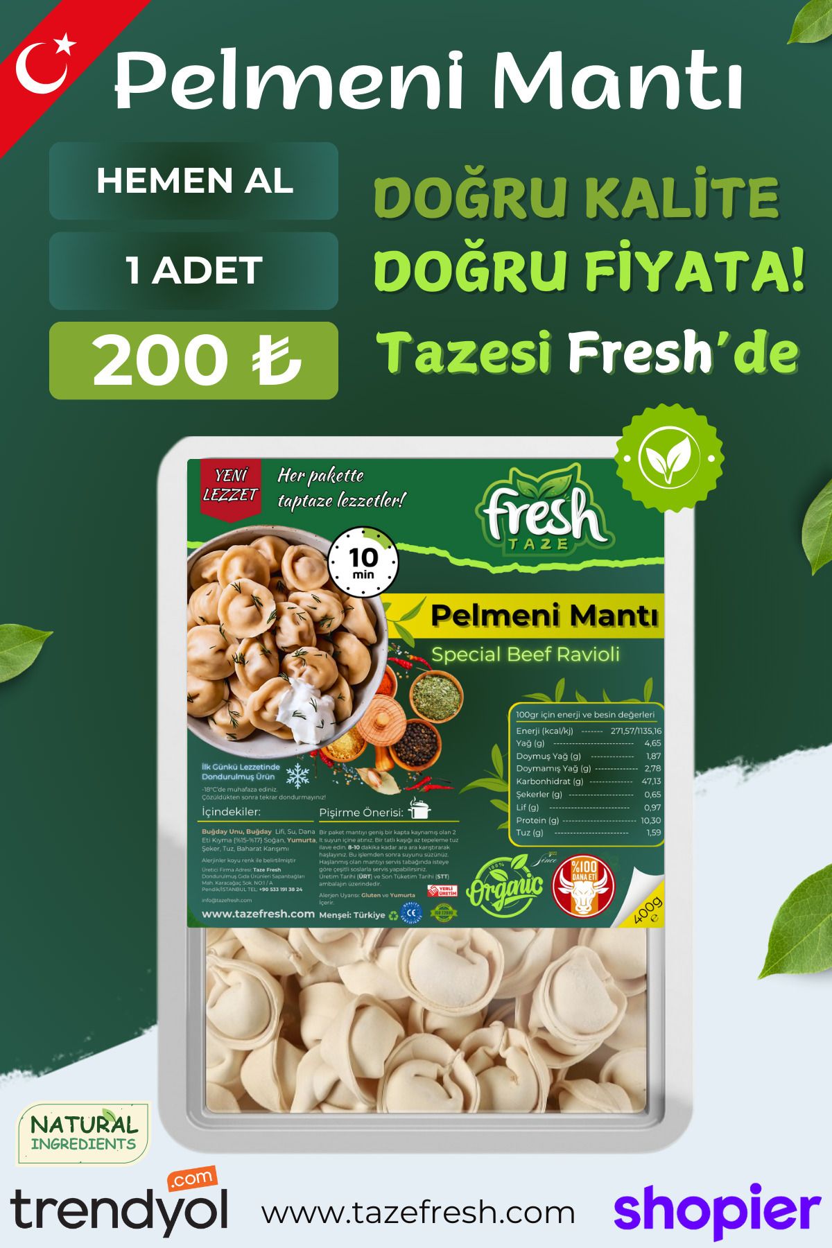 MANTI Pelmeni Mantısı - ( 400g - 1 Adet )