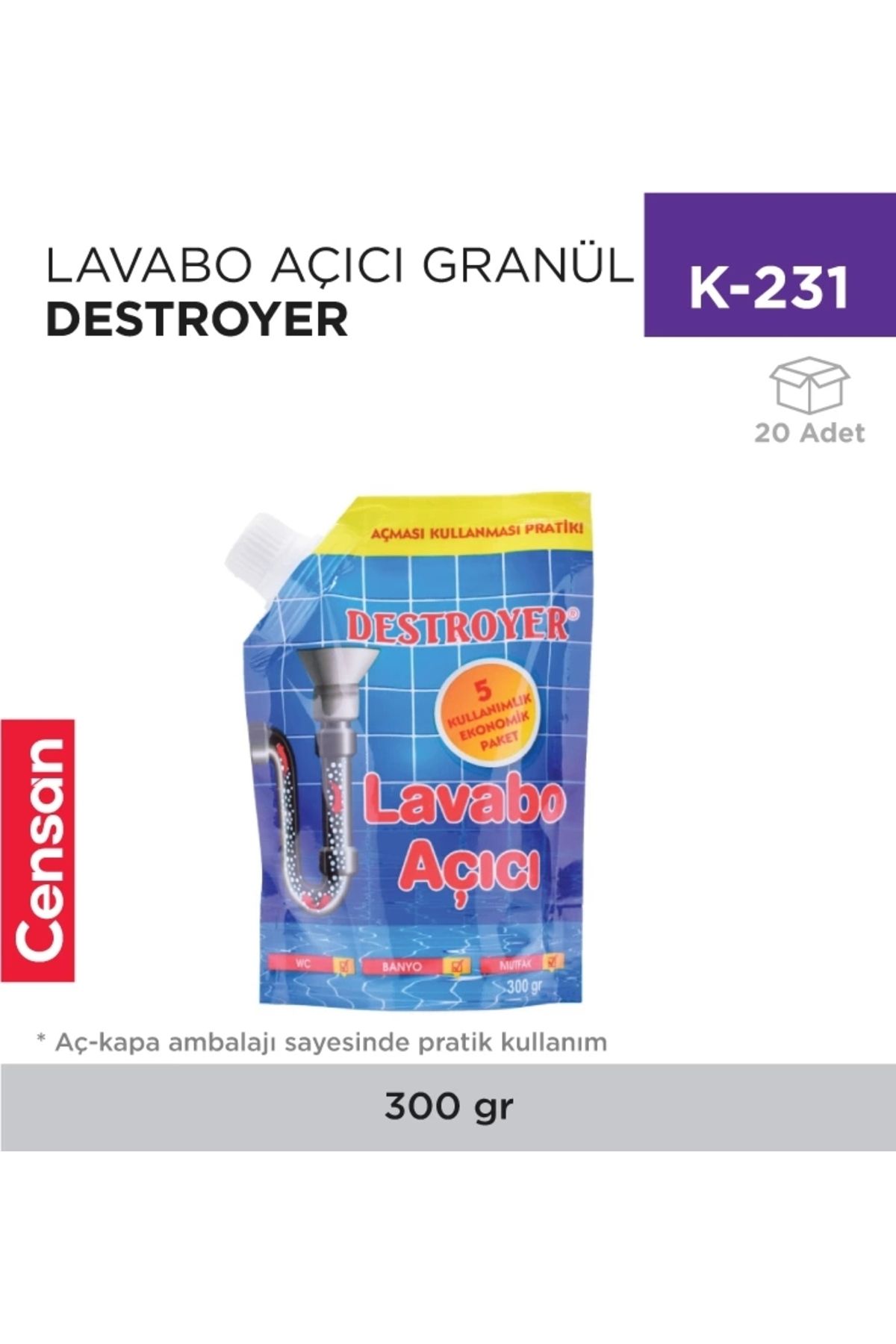 Censan LAVABO AÇICI GRANÜL DESTROYER 300 GR