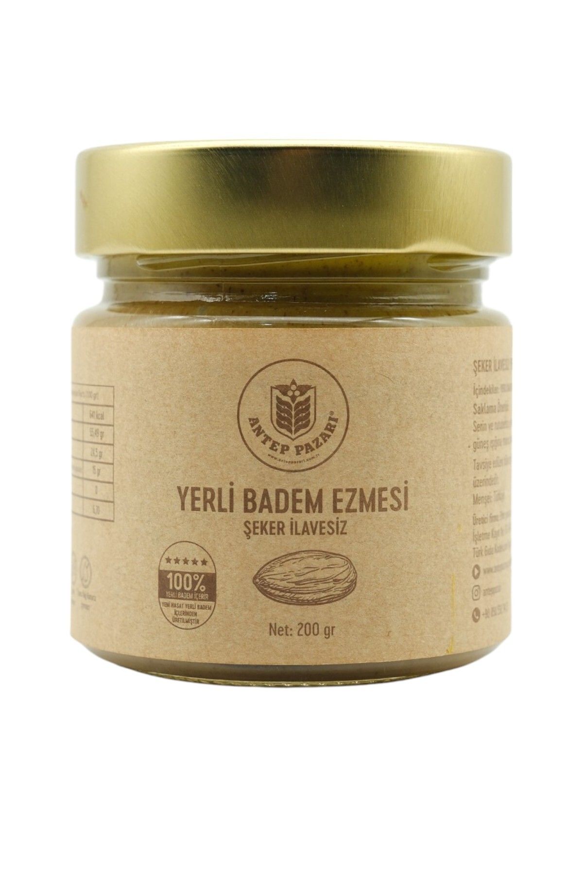 Antep Pazarı Yerli Badem Ezmesi-%100 Yerli Badem-200 gr