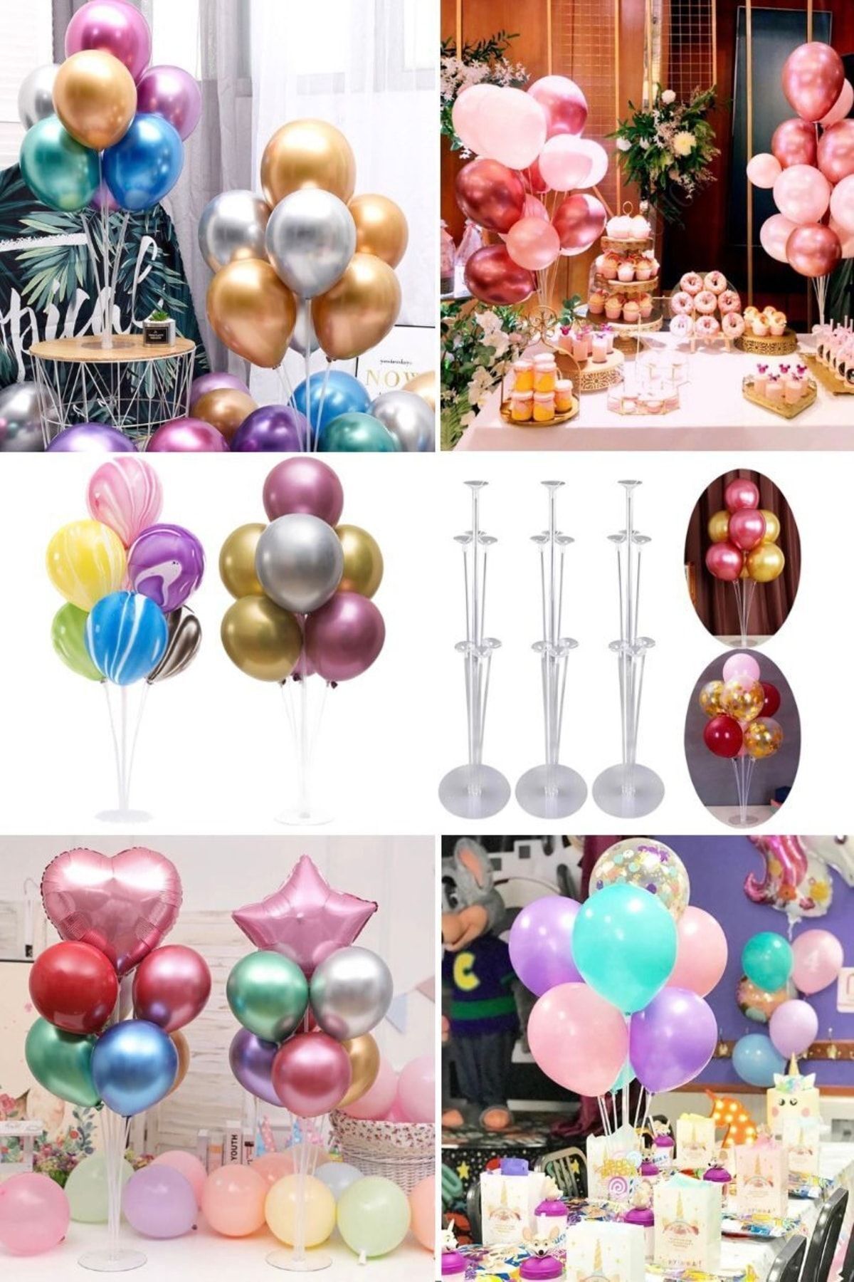 CNGZSHOP 7'li Tüp Balon Tutucu Sütun Düğün Partisi Dekorasyon Balon Standı Çocuk Doğum Günü Parti Balon Stand