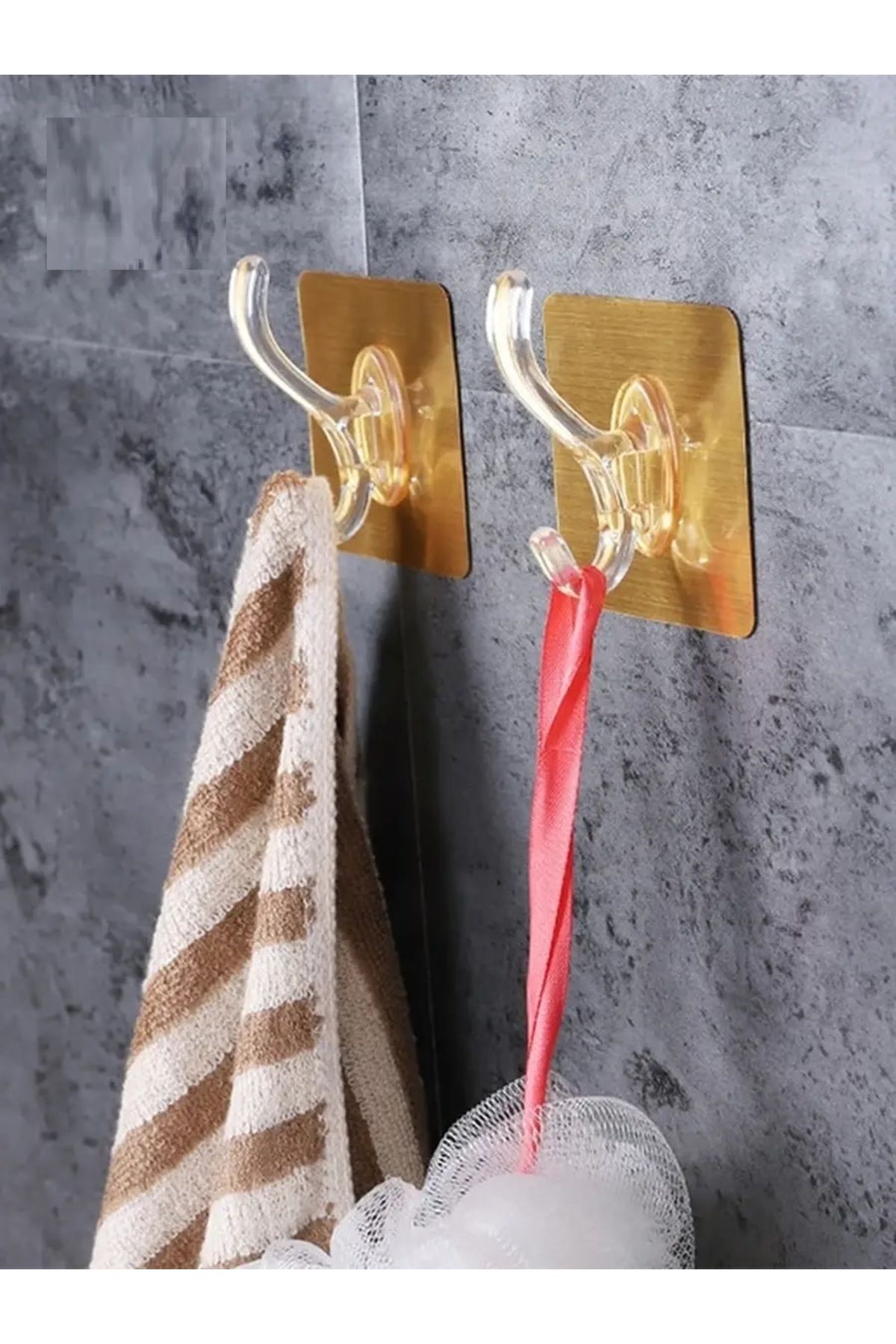 Ovebu 6lı Gold Kanca Askı Güçlü Yapışkanlı Mutfak Banyo Askısı