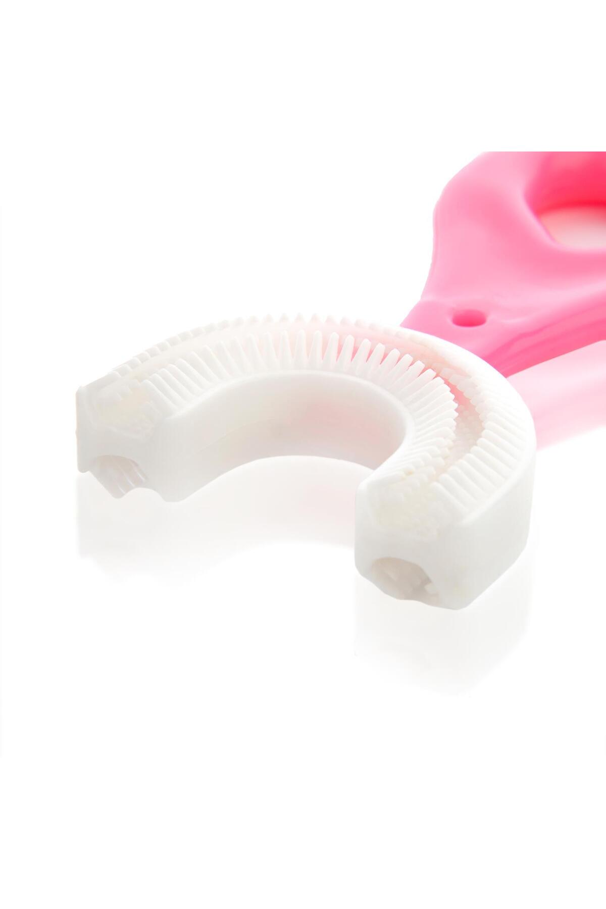 HerEveOyuncak Pembe Silikon Çocuk Diş Fırçası Temizleyici 2-12 Yaş + Biberon Temizleme Fırçası - 2li Set Y3R6D2 fotoğrafı 4 (önizleme)