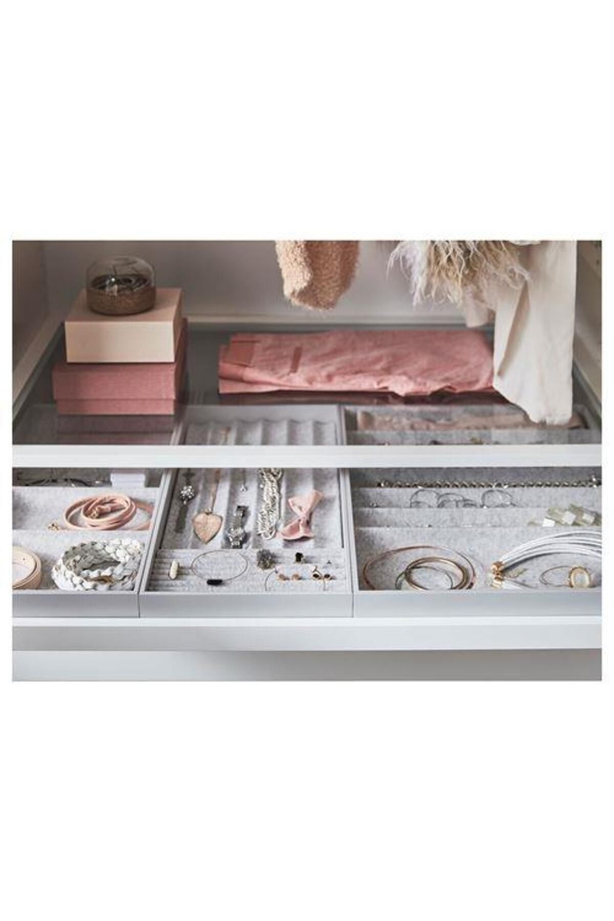 IKEA-Unit with Shelf Compartment Light Gray Size 25X53X5Cm Jewelry-Glasses-Watch Organizing Box Soft 4