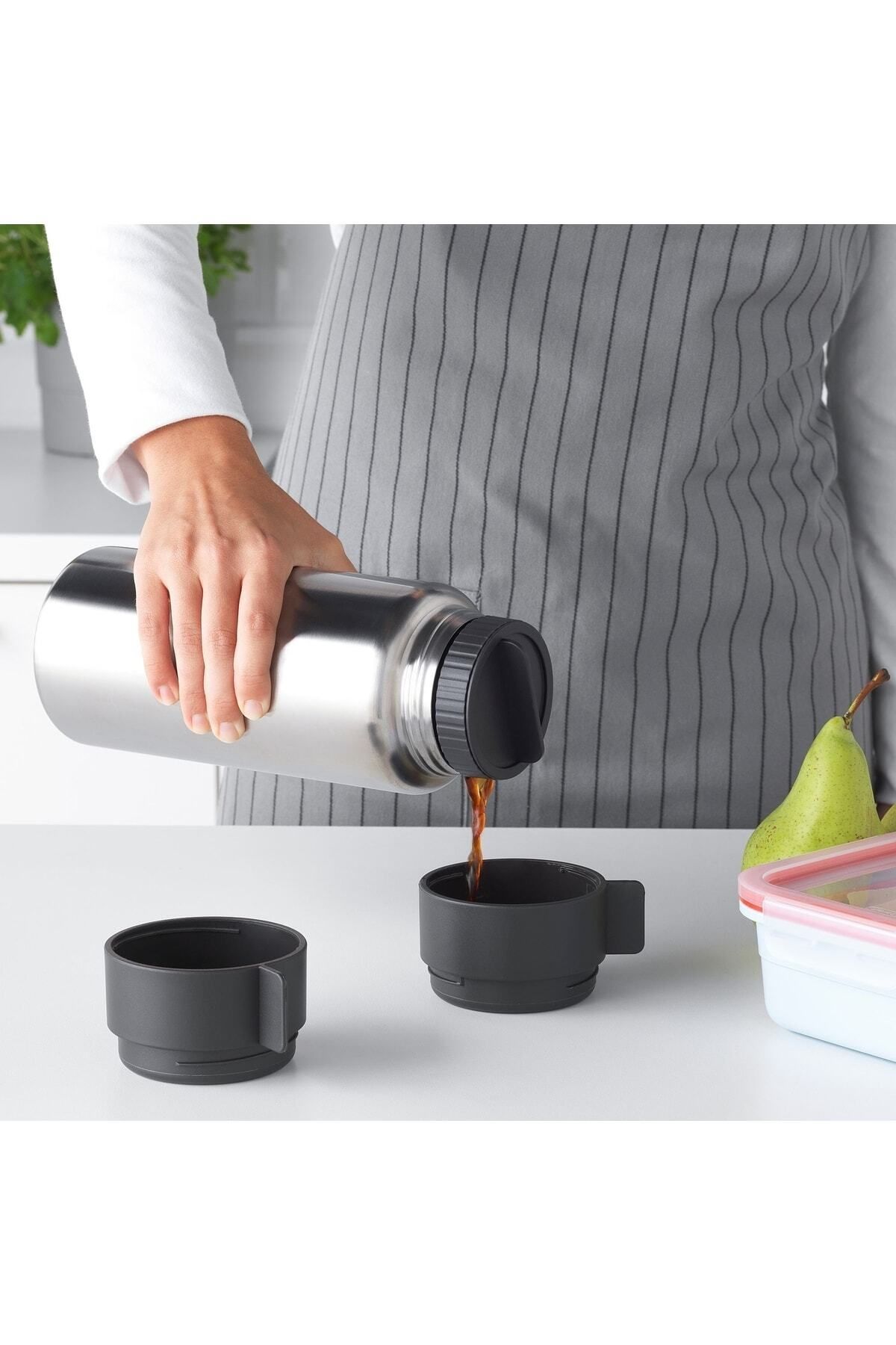 IKEA-1lt Travel Thermos with Mug Height: 29 Cm Keeps Hot/Cold for Up to 6 Hours 4