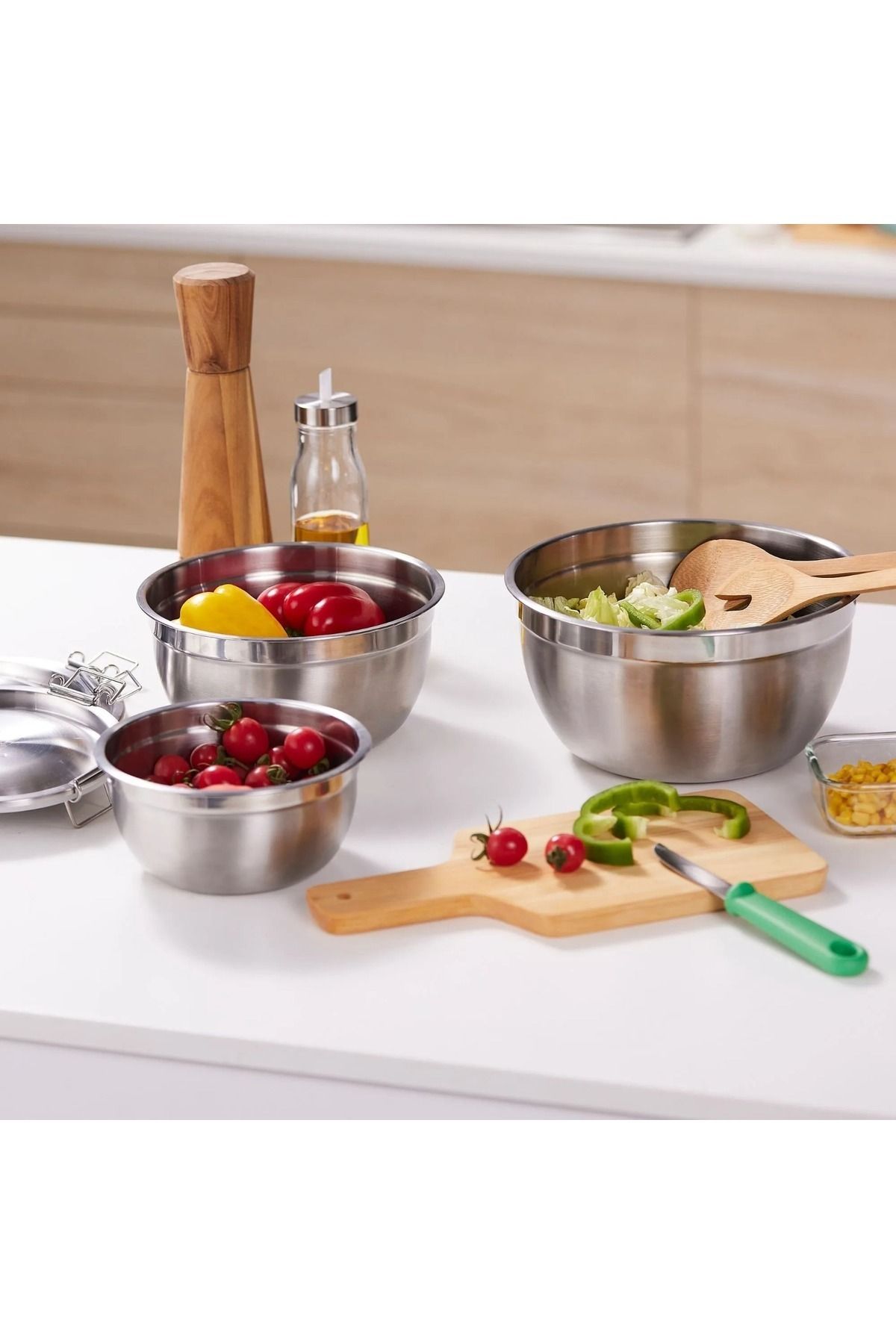 IKEA-مجموعة حاويات تخزين من الفولاذ المقاوم للصدأ، مجموعة من 3 قطع 5