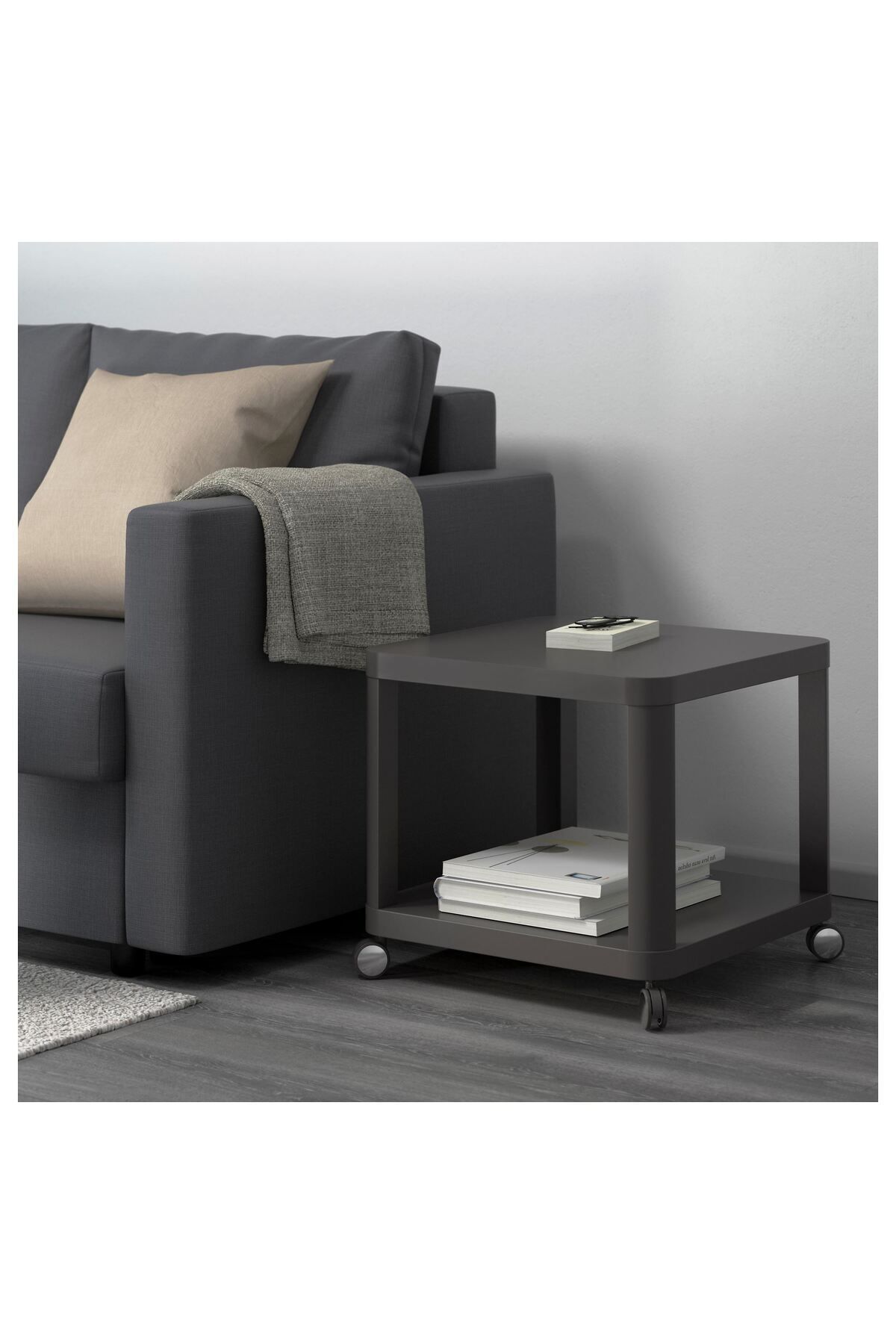 IKEA-Side Table with Wheels, Length: 50 cm Width: 50 cm Height: 45 cm 4