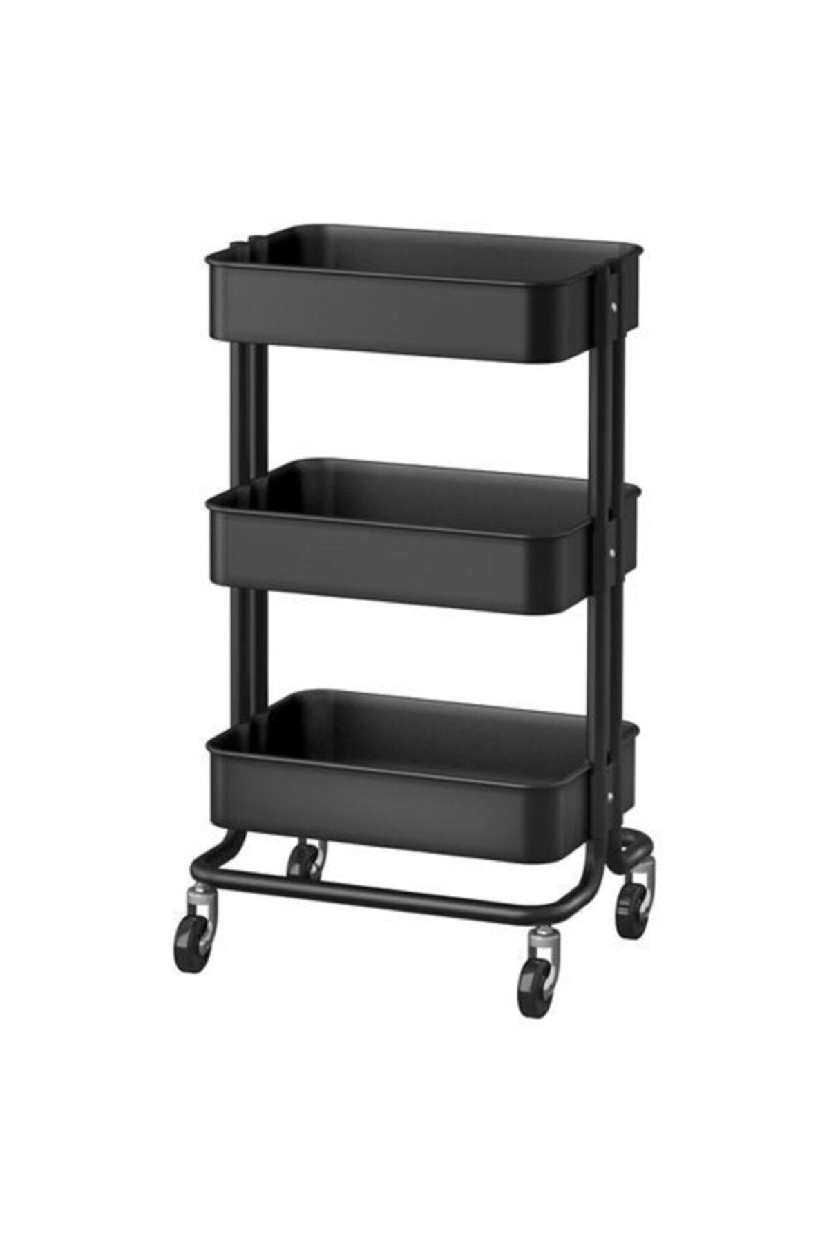 IKEA-Ikea Bathroom Organizer - 35X45X78 cm Rack Unit with Casters, Service Trolley Çelik-Black 1