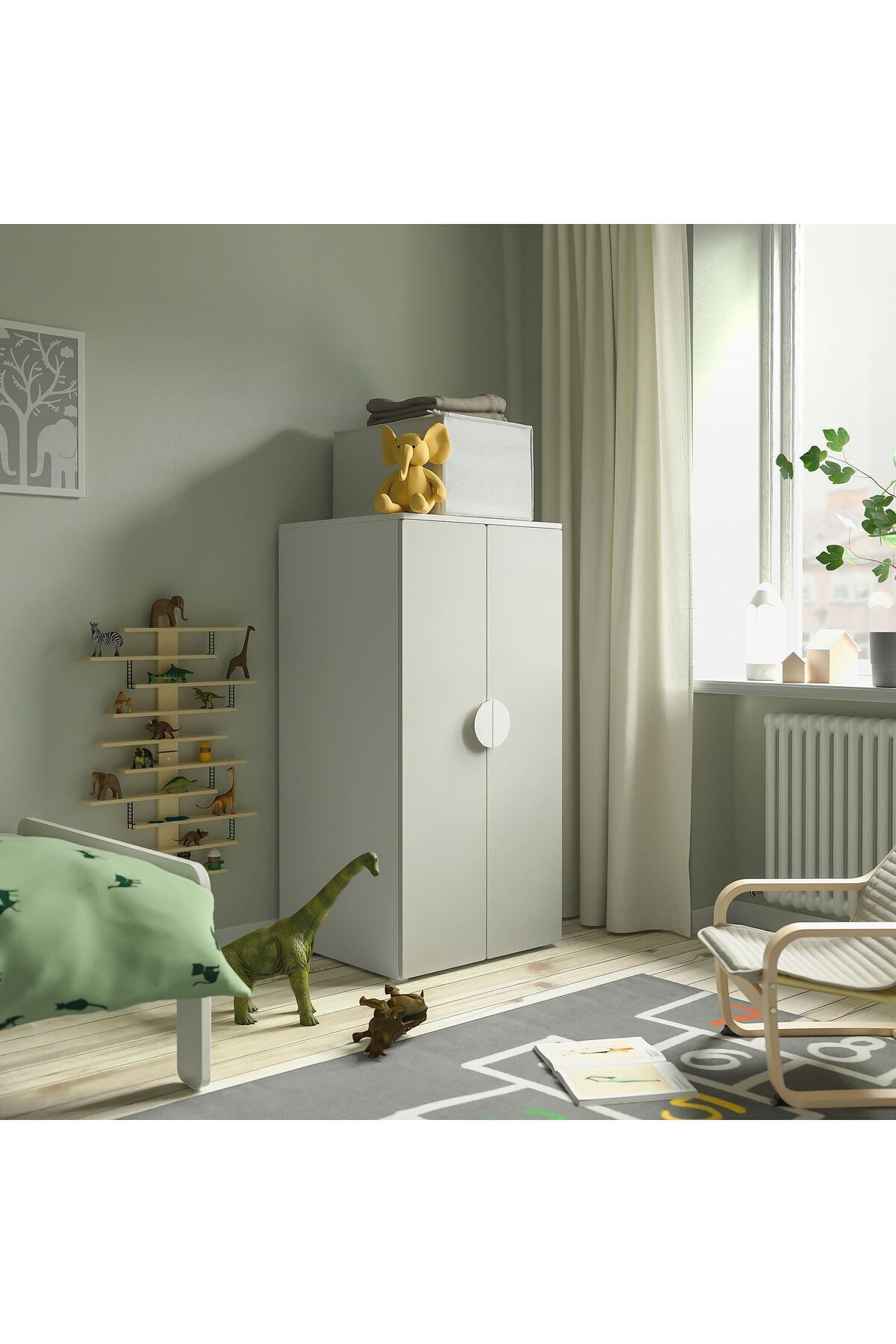 IKEA çocuk gardırobu, beyaz-gri, 60x57x123 cm fotoğrafı 2 (önizleme)