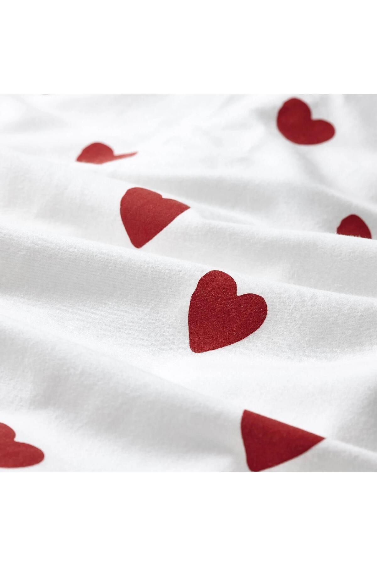 IKEA-Single Duvet Cover Set Heart Red-White 150X200/50X60 cm 100% Cotton 3