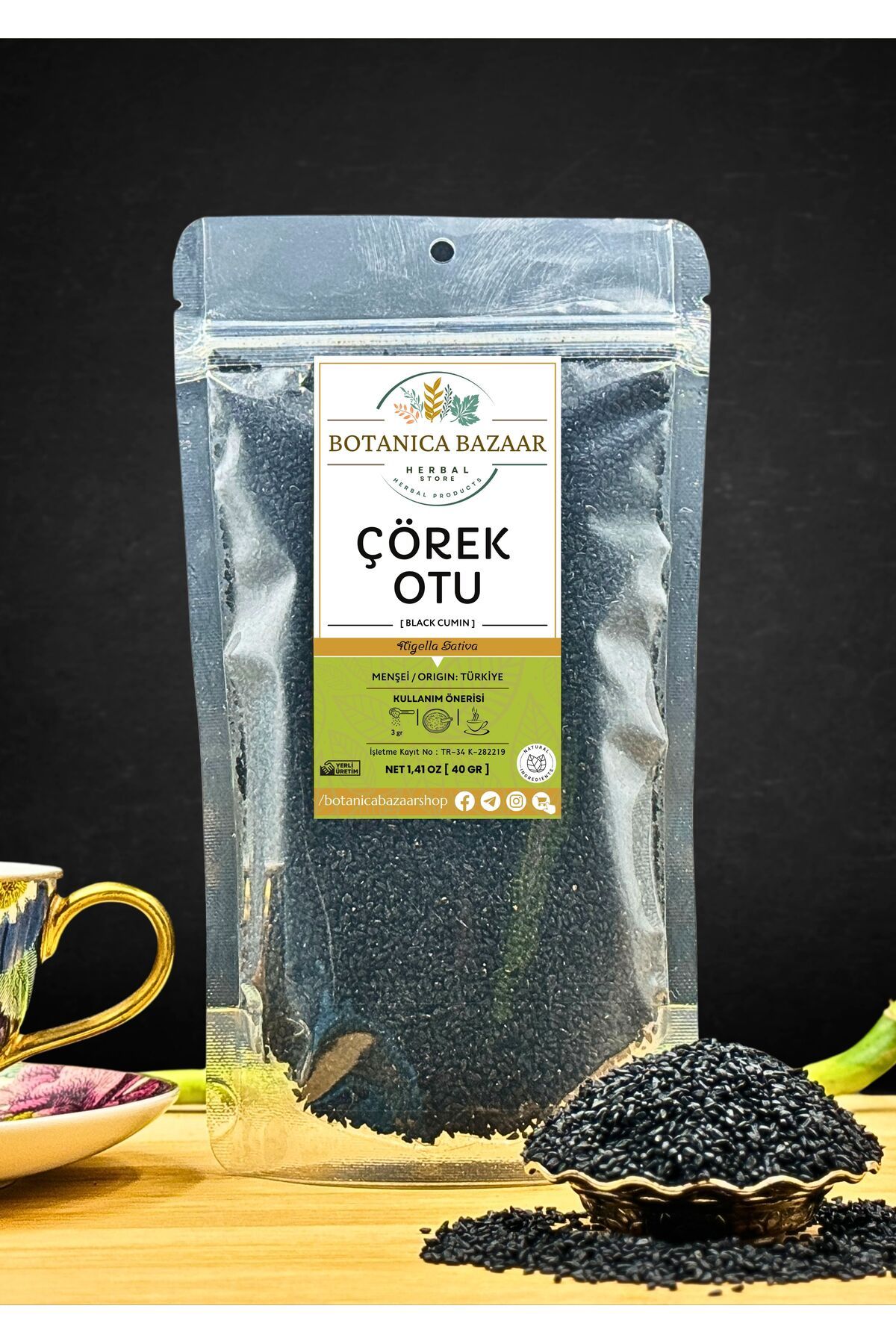 Botanica Bazaar Doğal Çörek Otu Ayıklanmış Yeni Mahsul,Black Seed (Nigella Sativa) 100gr