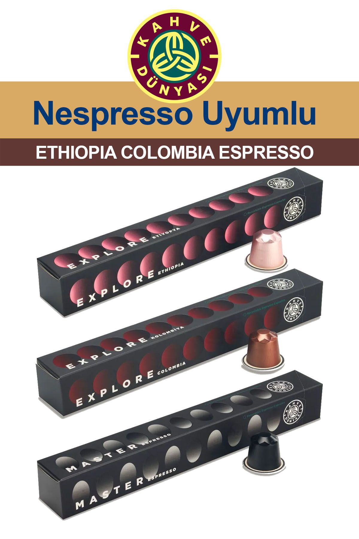 Kahve Dünyası Nespresso Kapsül Kahve Tadım Seti 3x10 Ethiopia Colombia Espresso