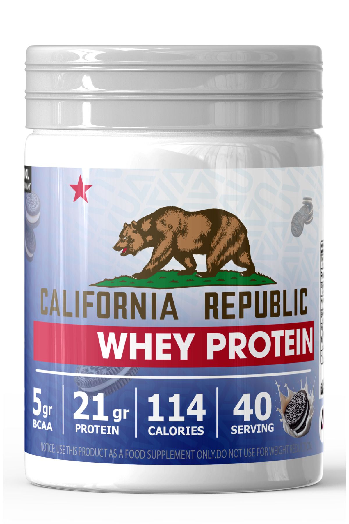 CALIFORNIA REPUBLIC Whey Protein - 1200Gr - Aromalı - 40 Servis - Beyaz