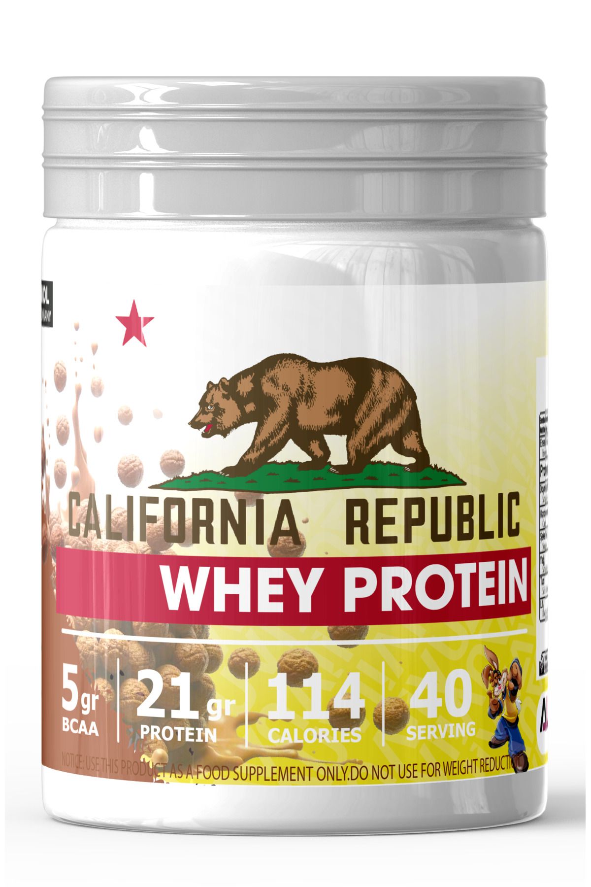 CALIFORNIA REPUBLIC Whey Protein - 1200Gr - Nesquik Aromalı - 40 Servis - Beyaz