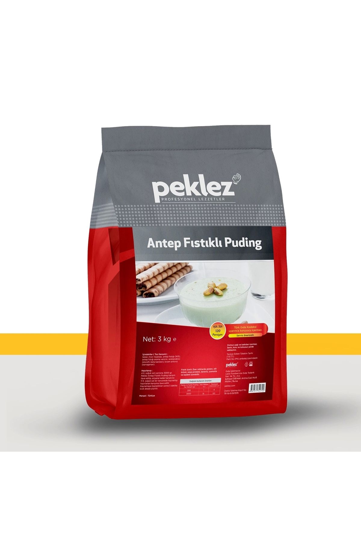 PEKLEZ Antep Fıstıklı Puding 3 Kg