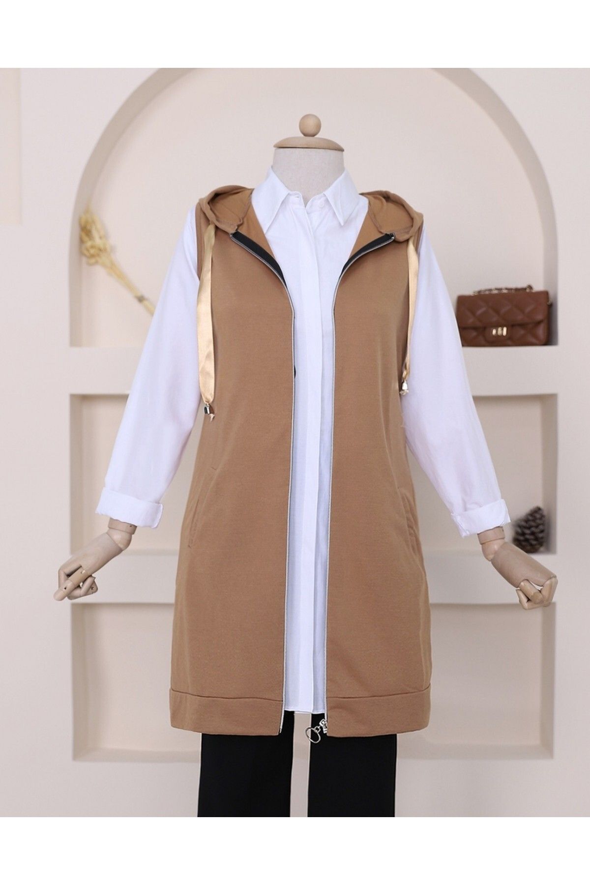 Modamorfo-Hooded Combed Cotton Vest 2