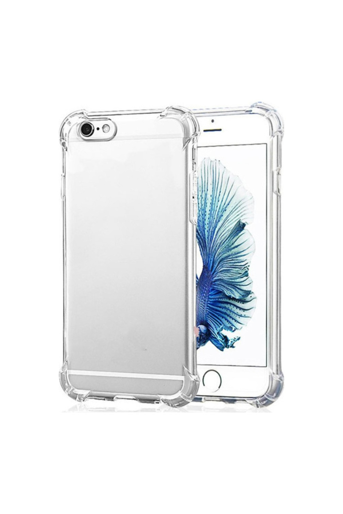 Apple iPhone 6s Kapak Kamera Bölümü Açık Airbag Antishock Köşe Korumalı Şeffaf Silikon Kılıf