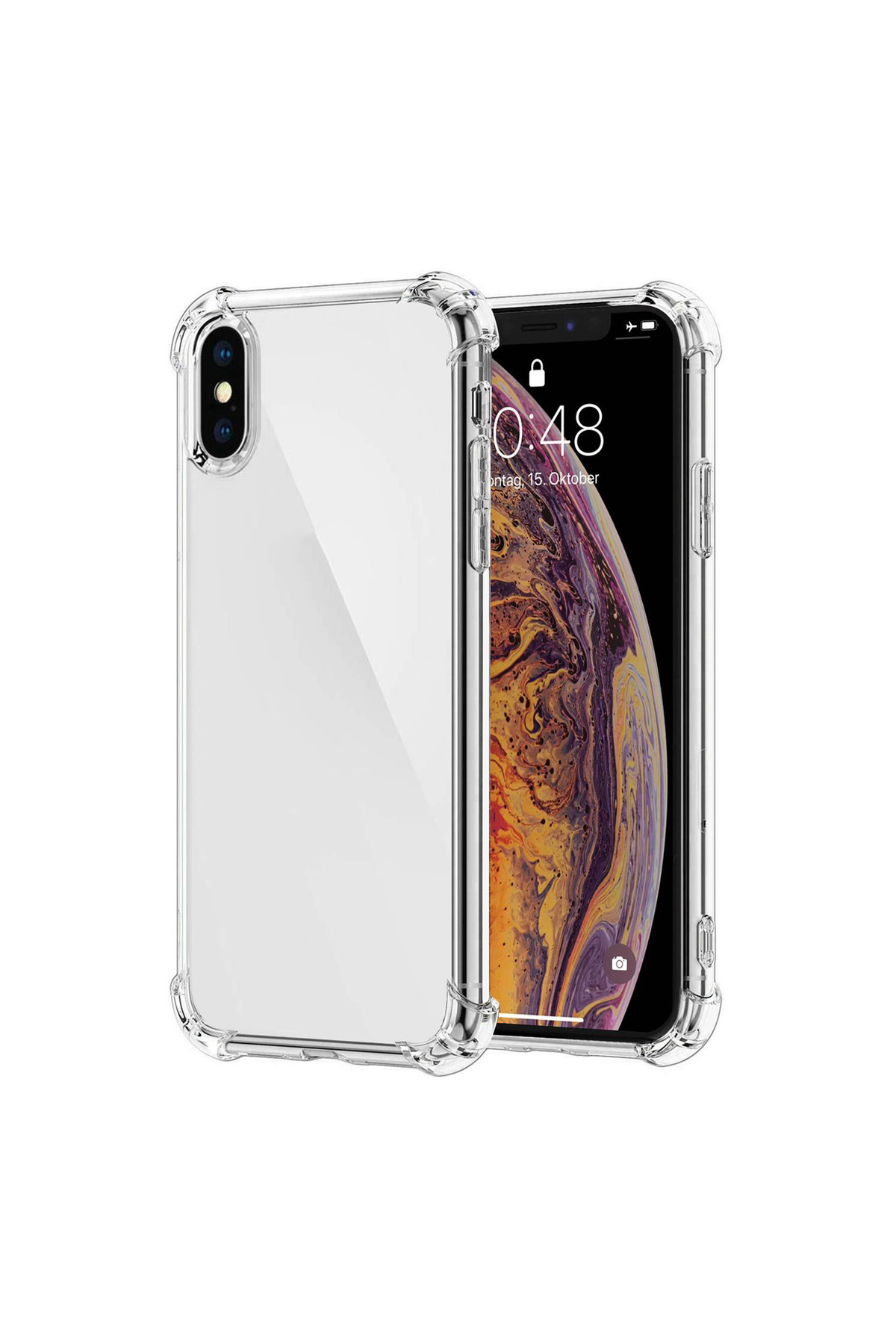 Apple iPhone XS Kapak Kamera Bölümü Açık Airbag Antishock Köşe Korumalı Şeffaf Silikon Kılıf