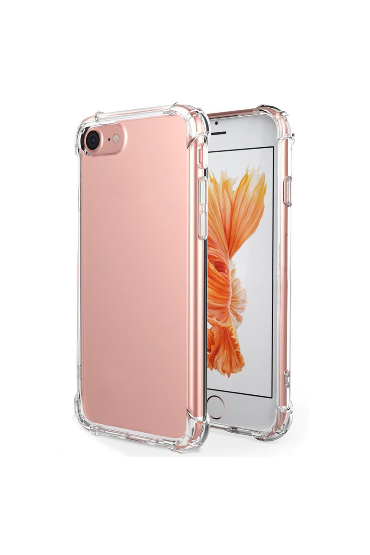 Apple iPhone 8 Kapak Kamera Bölümü Açık Airbag Antishock Köşe Korumalı Şeffaf Silikon Kılıf