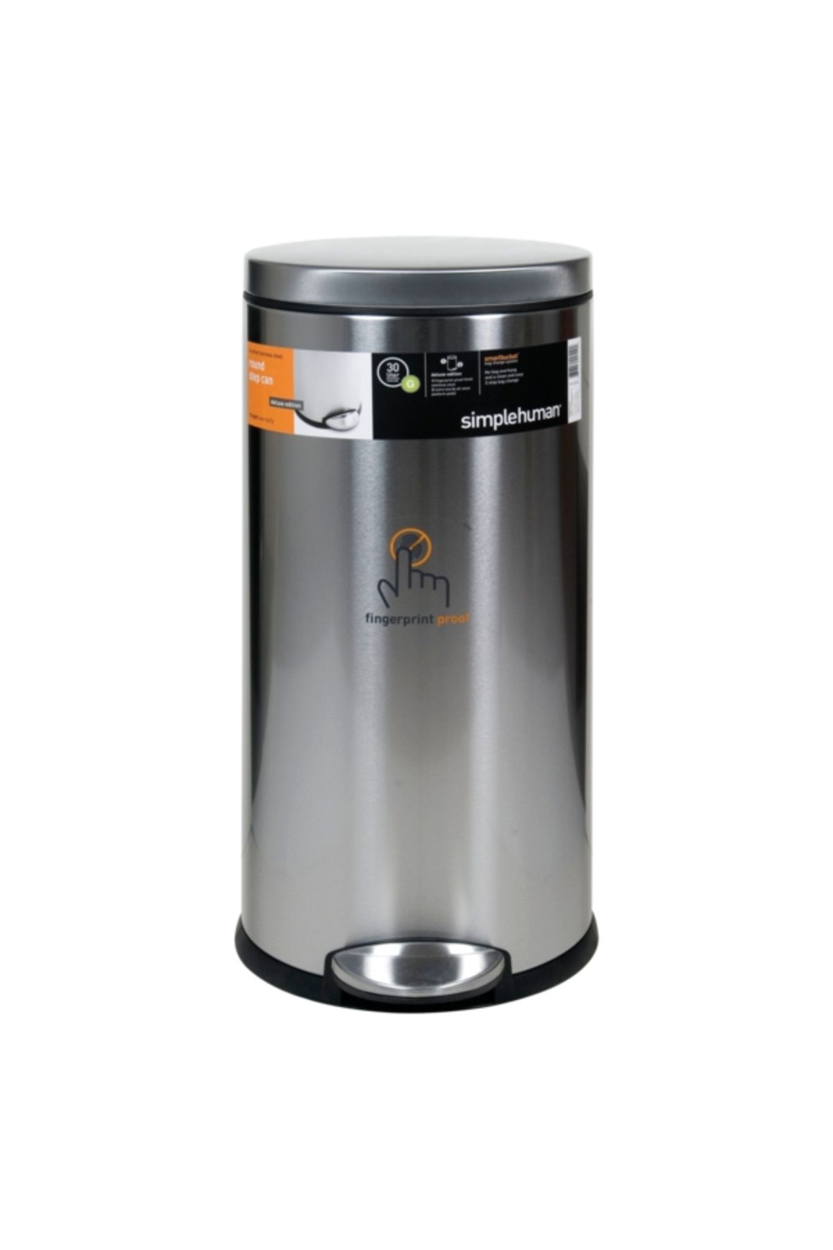 Simplehuman-Fingerprint-Proof Brushed Stainless Steel Step Trash Can 2