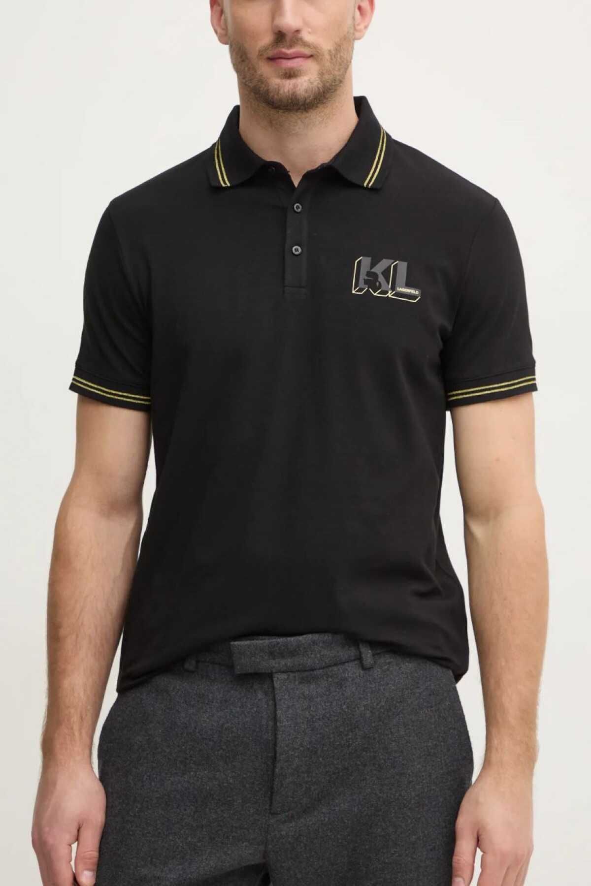 Karl Lagerfeld Erkek Polo Yaka T-Shirt Siyah 745462551235 POLO