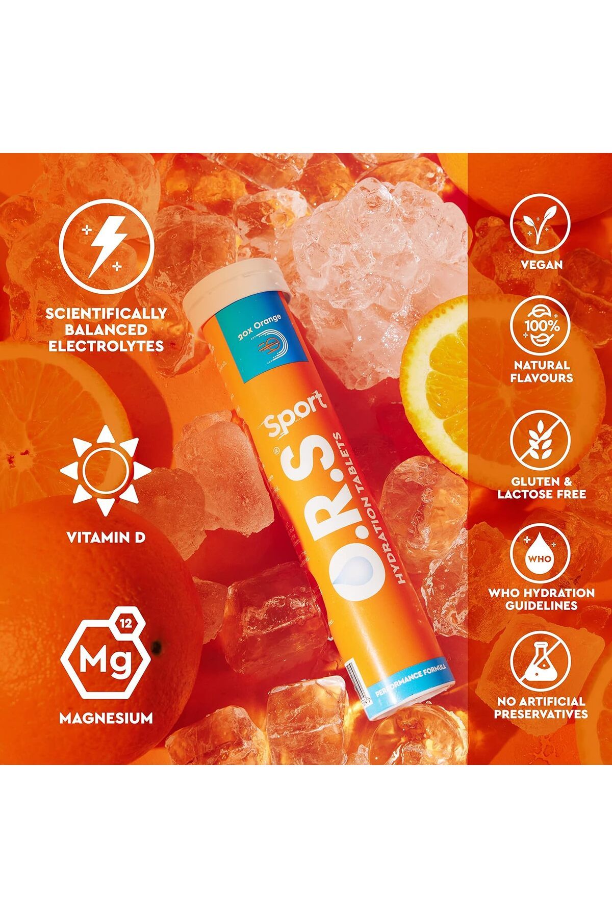 ORS-Hydration Tablets With Electrolytes- Natural Orange Flavour 20'S 7