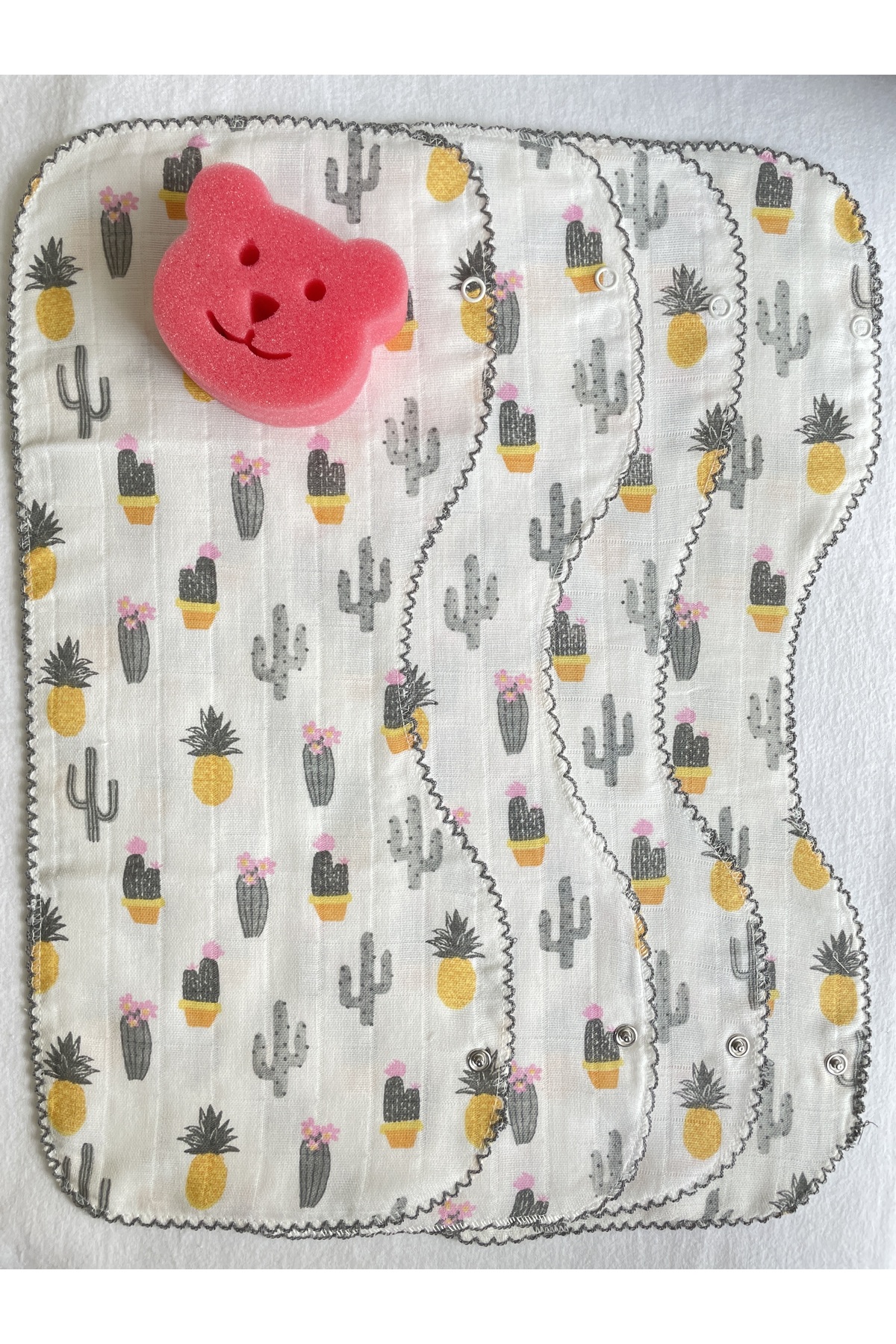 MASALBABY Müslin Çift Katlı Çıtçıtlı Mama Önlüğü Omuz Örtüsü Banyo Süngeri fotoğrafı 2 (önizleme)