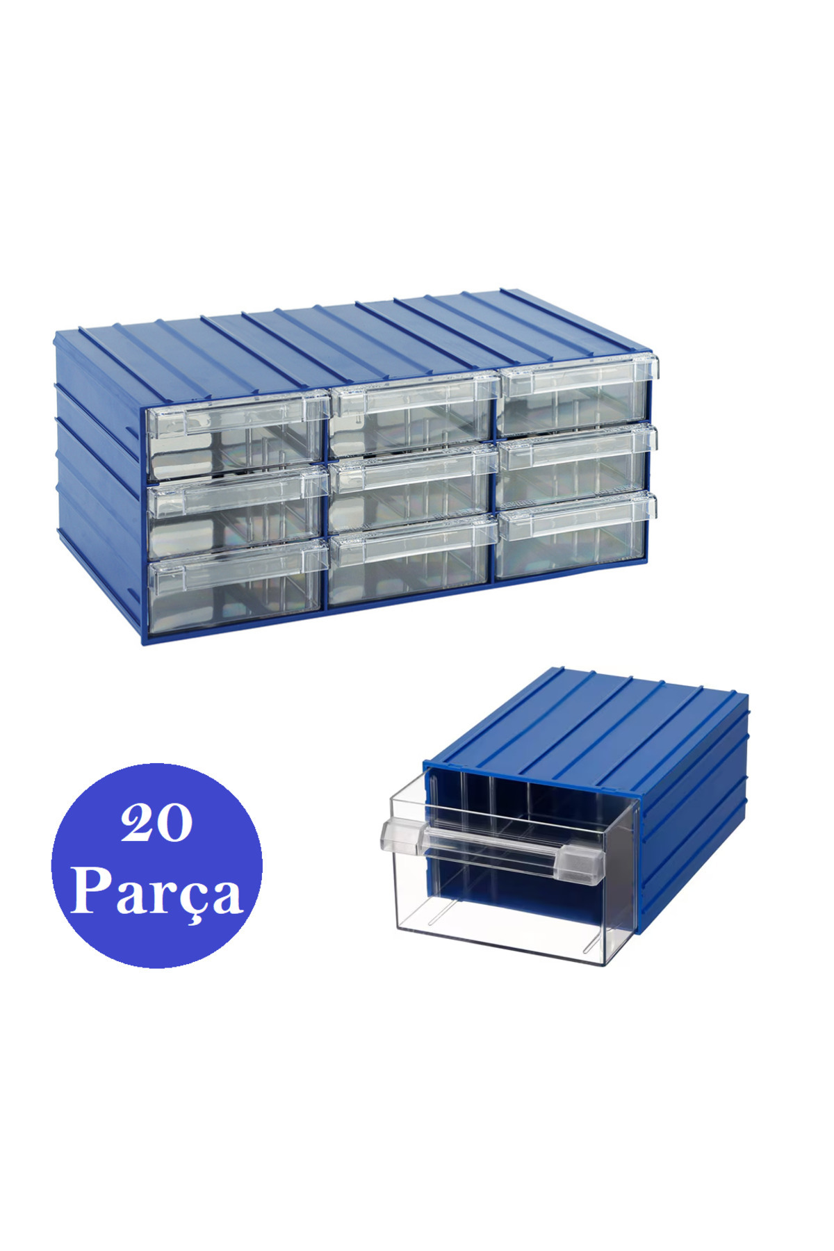 Venoa Ds20 Şeffaf Çekmeceli Avadanlık Parça Kutusu 20 Parça 100x140x52 Mm