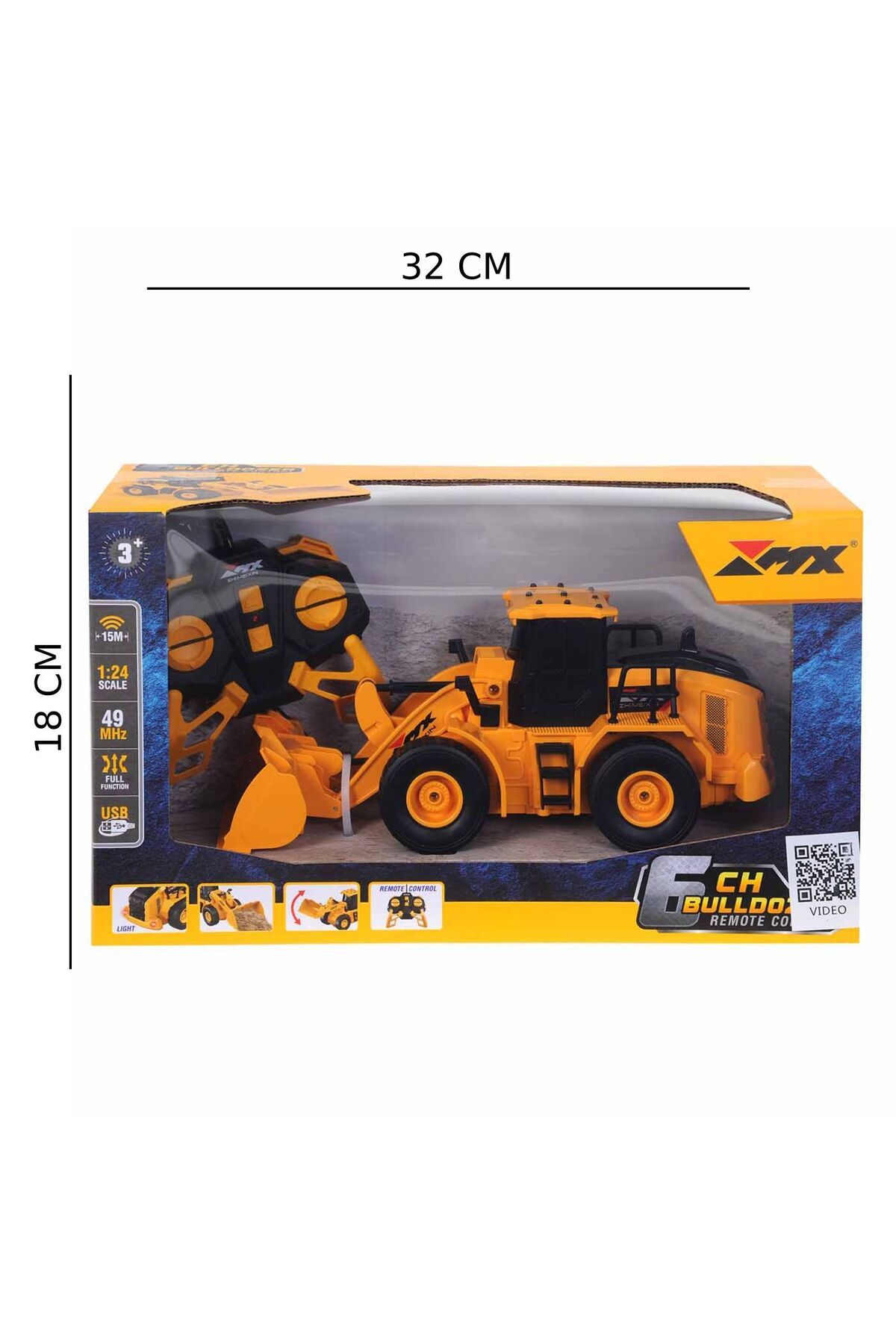 MX 1:24 Uzaktan Kumandalı Şarjlı 6 Kanallı Dozer - şarjlı pilli fonksiyonlu