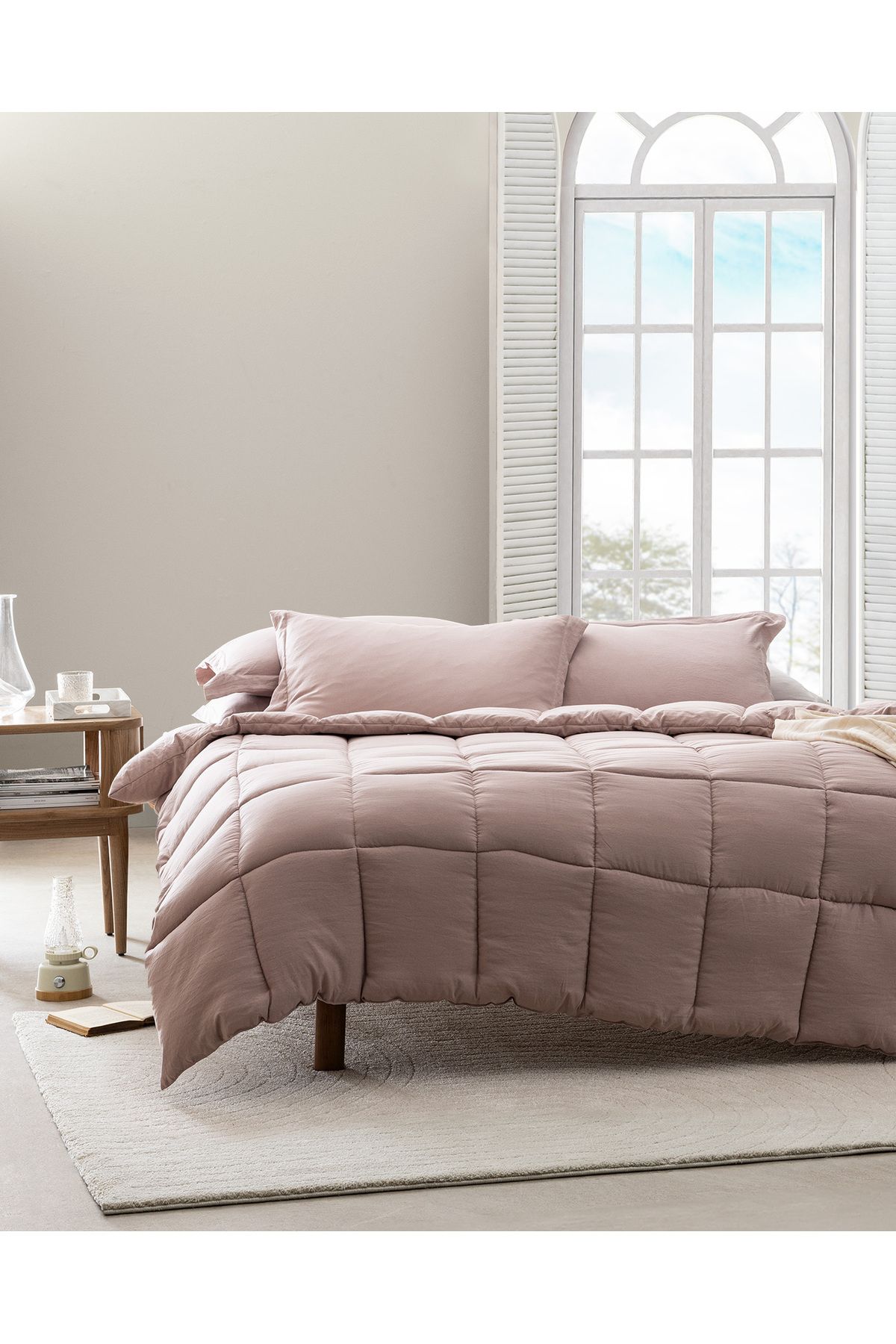 Madame Coco Mona Tek Kişilik Comforter Set - Pudra