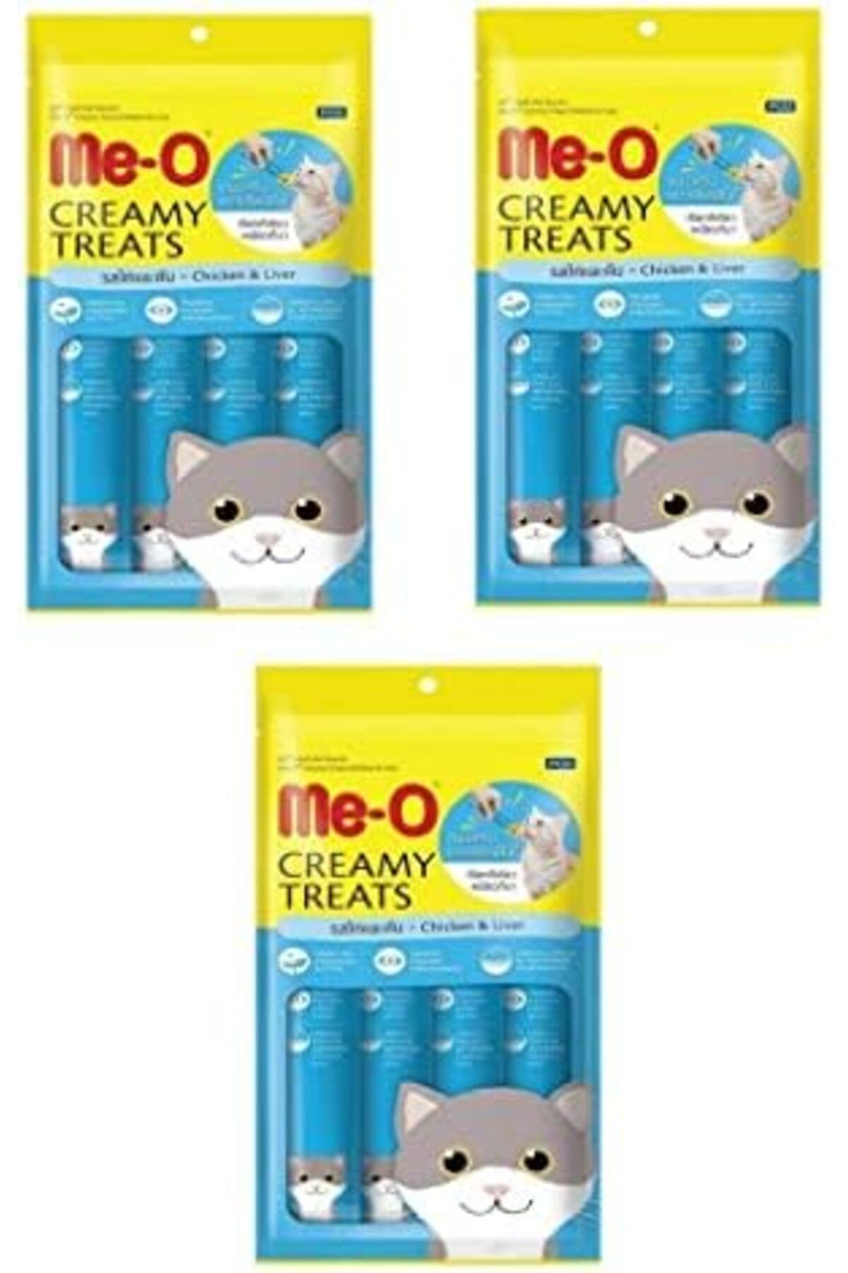 me-o Creamy Treats Tavuk ve Ciğerli Kedi Ödül Maması 15 gr x 4 (3 ADET)