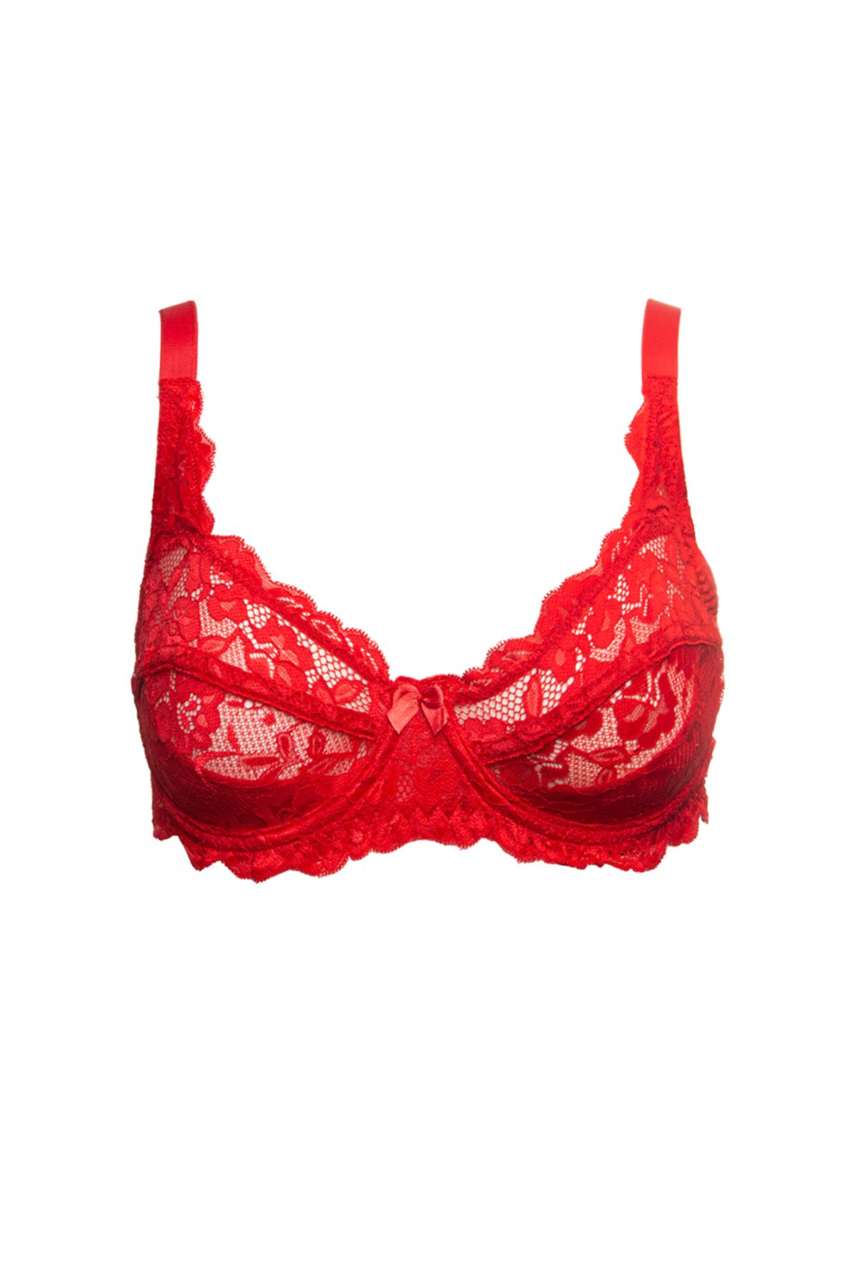 MİSTİRİK-Espera Model Red Color Soft Textured Patterned Casual Bustier Without Pad 4