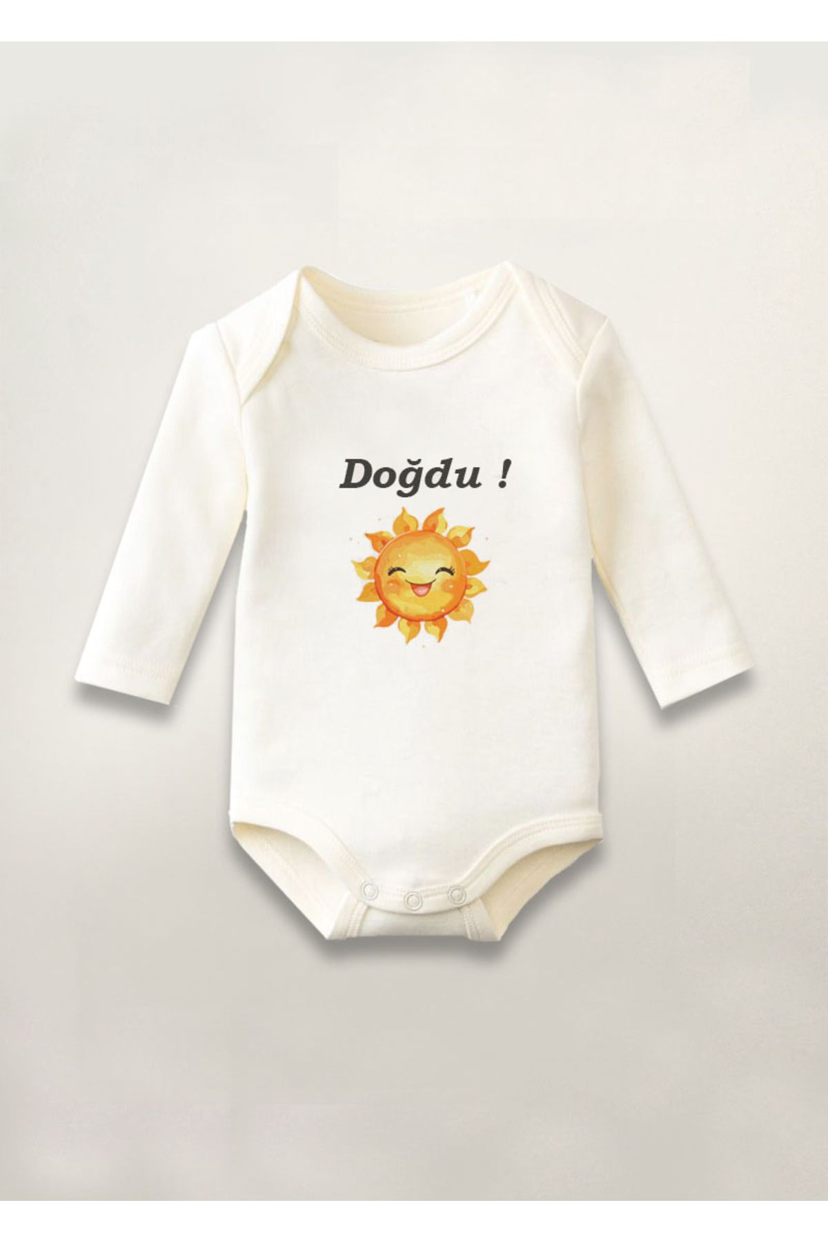 sielta Doğdu Güneşim Baskılı Pamuklu Uzun Kollu Çıtçıtlı Bebek Body Zıbın Atlet Tulum