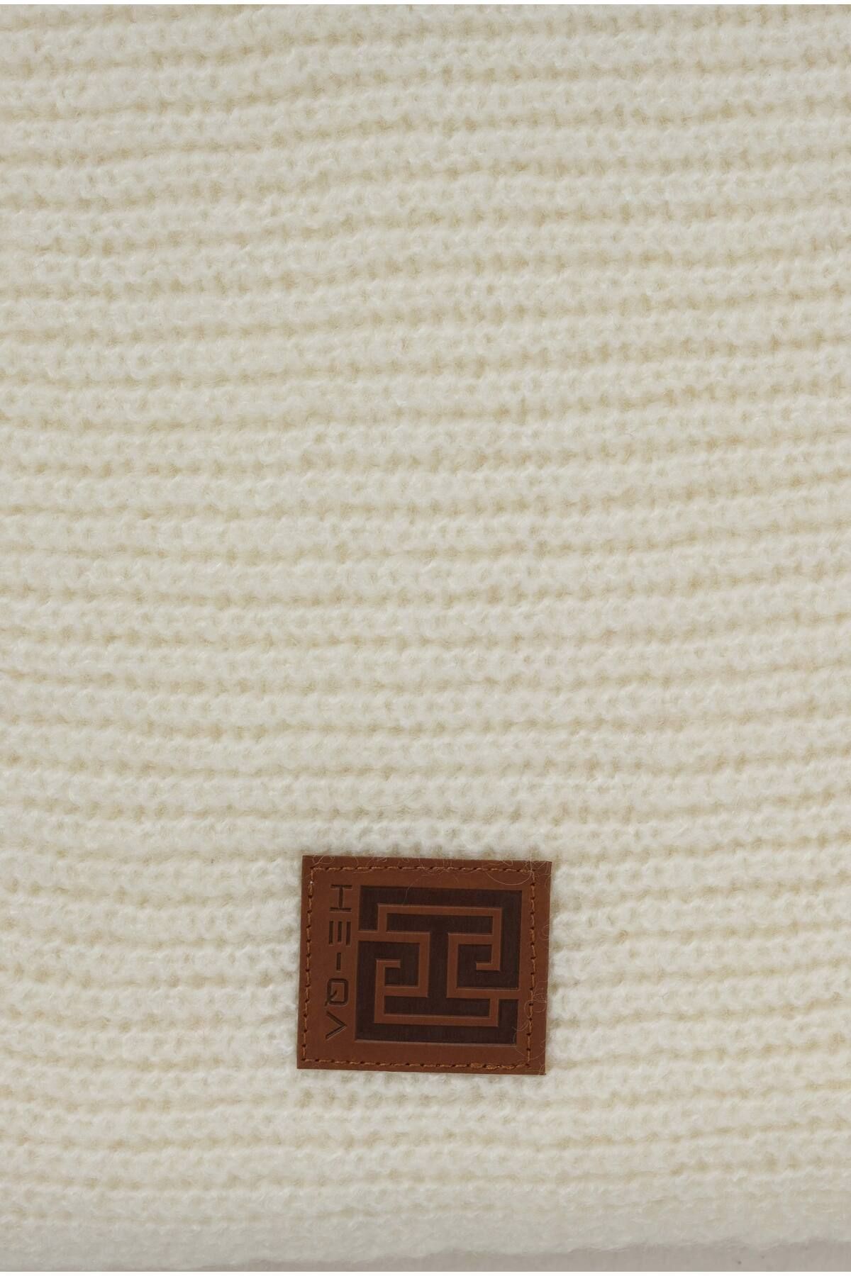 HEQA-Plain Knit Bone Scarf 2