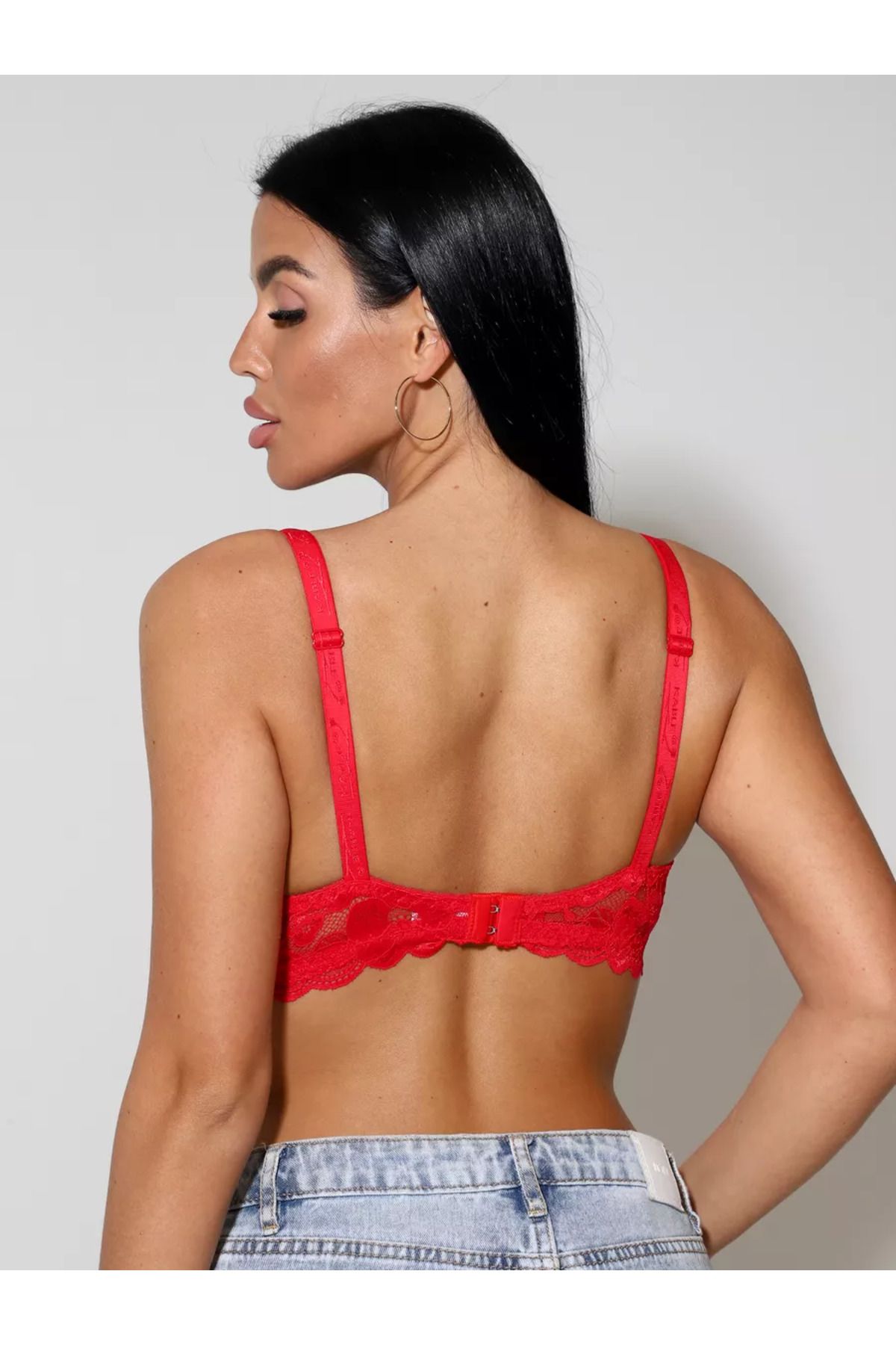 MİSTİRİK-Espera Model Red Color Soft Textured Patterned Casual Bustier Without Pad 3