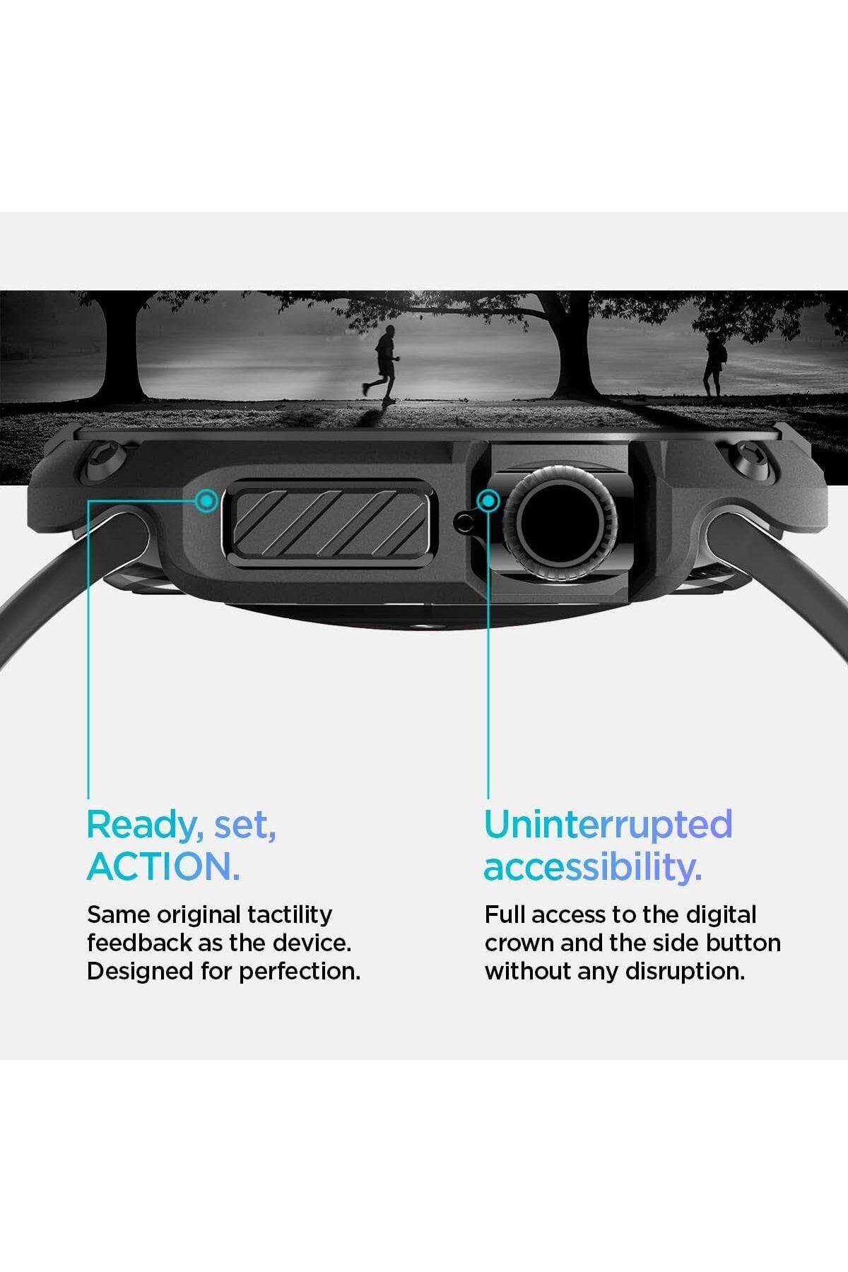 Spigen-Tough Armor for Apple Watch Series 10 (46mm) Case with built in Screen Protector - Black 8