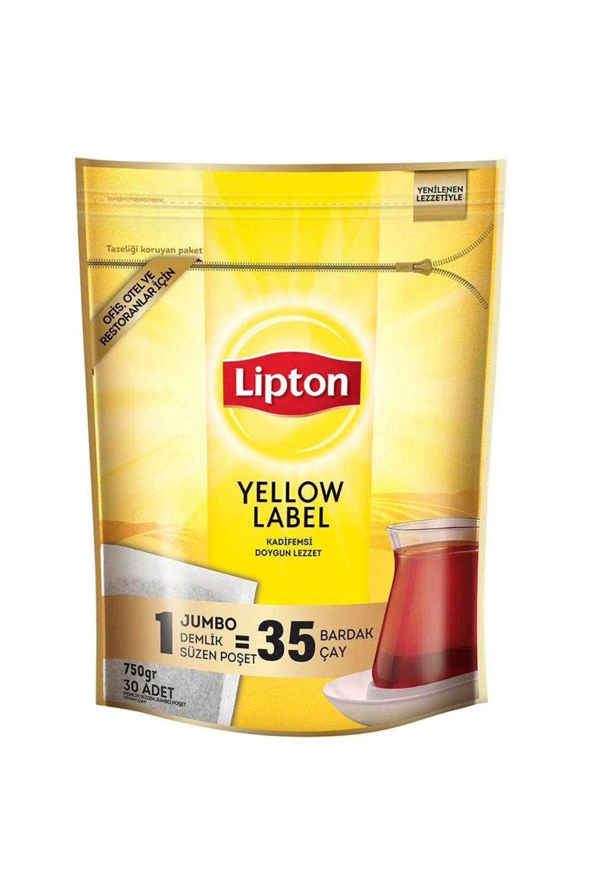 Lipton Yellow Label Jumbo Demlik Poşet çay 30'lu (30 Adet * 25 gram)