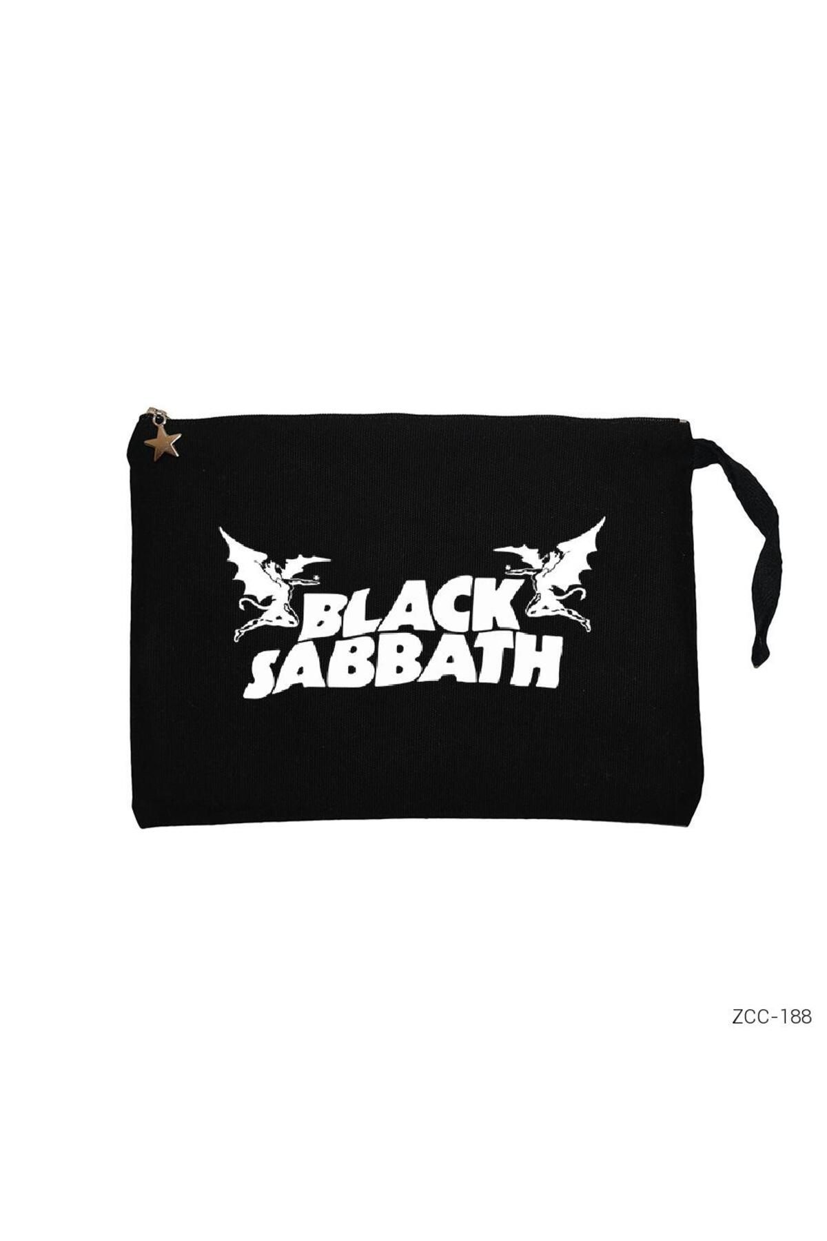 Z zepplin Black Sabbath Siyah Clutch Astarlı Cüzdan / El Çantası