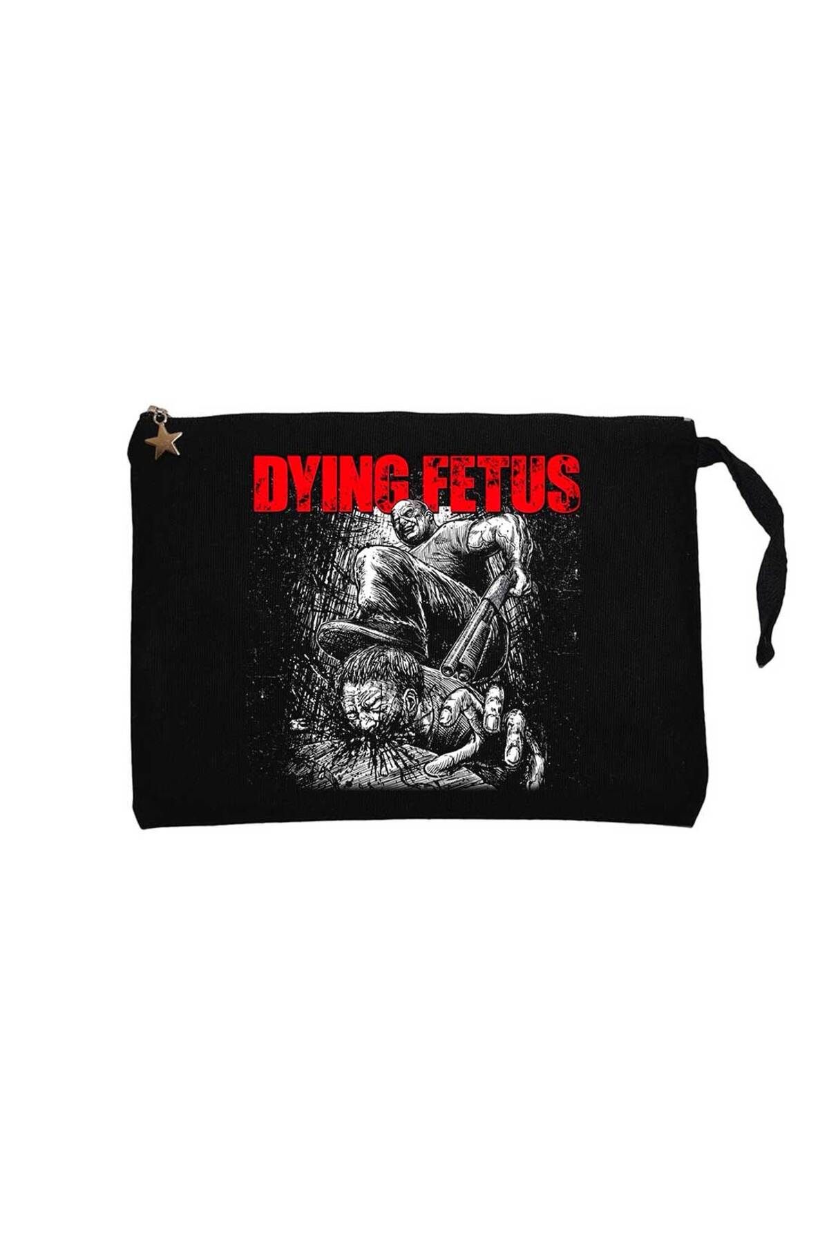 Z zepplin Dying Fetus Descend into Depravity Siyah Clutch Astarlı Cüzdan / El Çantası