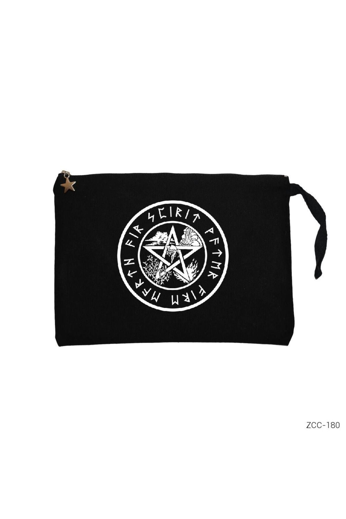 Z zepplin The Witches Pentagram Siyah Clutch Astarlı Cüzdan / El Çantası