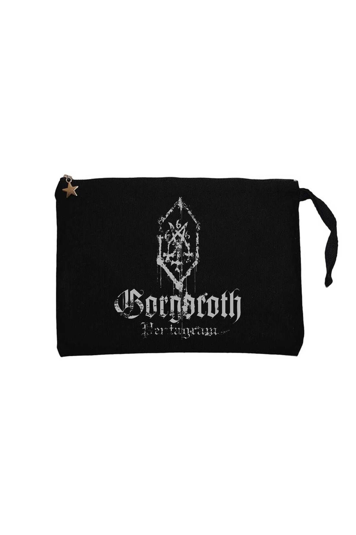 Z zepplin Gorgoroth Pentagram 2 Siyah Clutch Astarlı Cüzdan / El Çantası