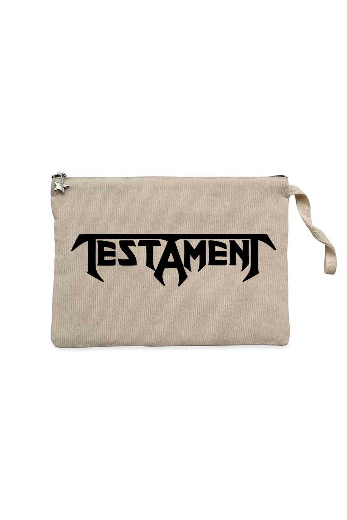 Z zepplin Testament Logo Text Krem Clutch Astarlı Cüzdan / El Çantası